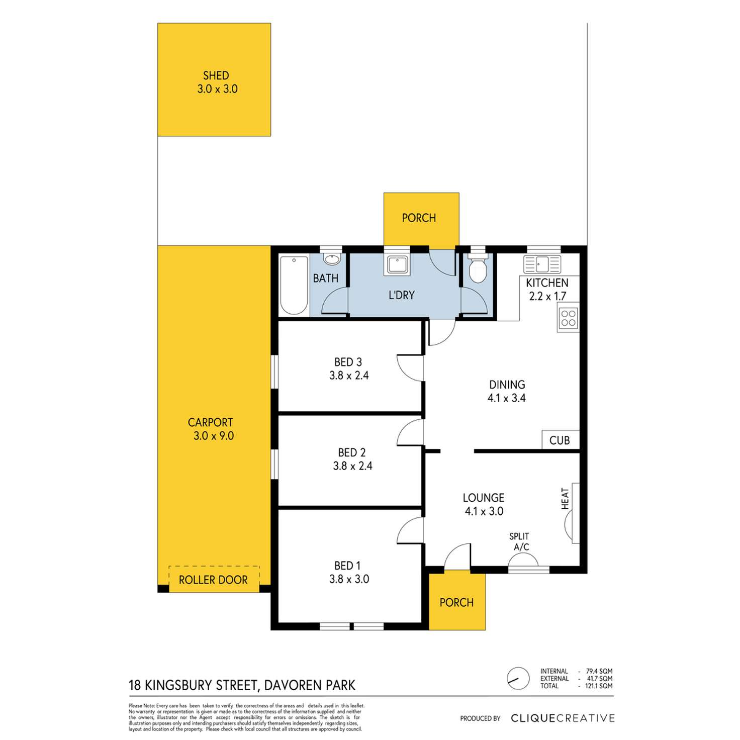 Floorplan of Homely semiDetached listing, 18 Kingsbury Street, Davoren Park SA 5113