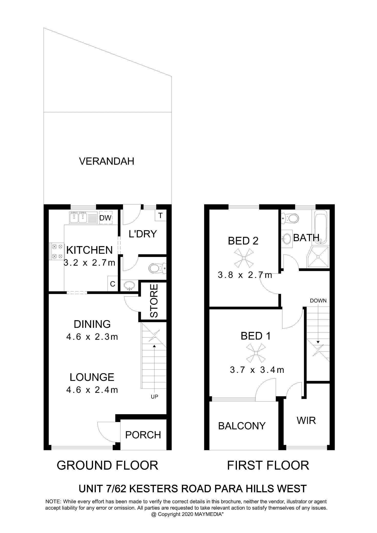 Floorplan of Homely unit listing, 7/62 Kesters Road, Para Hills West SA 5096