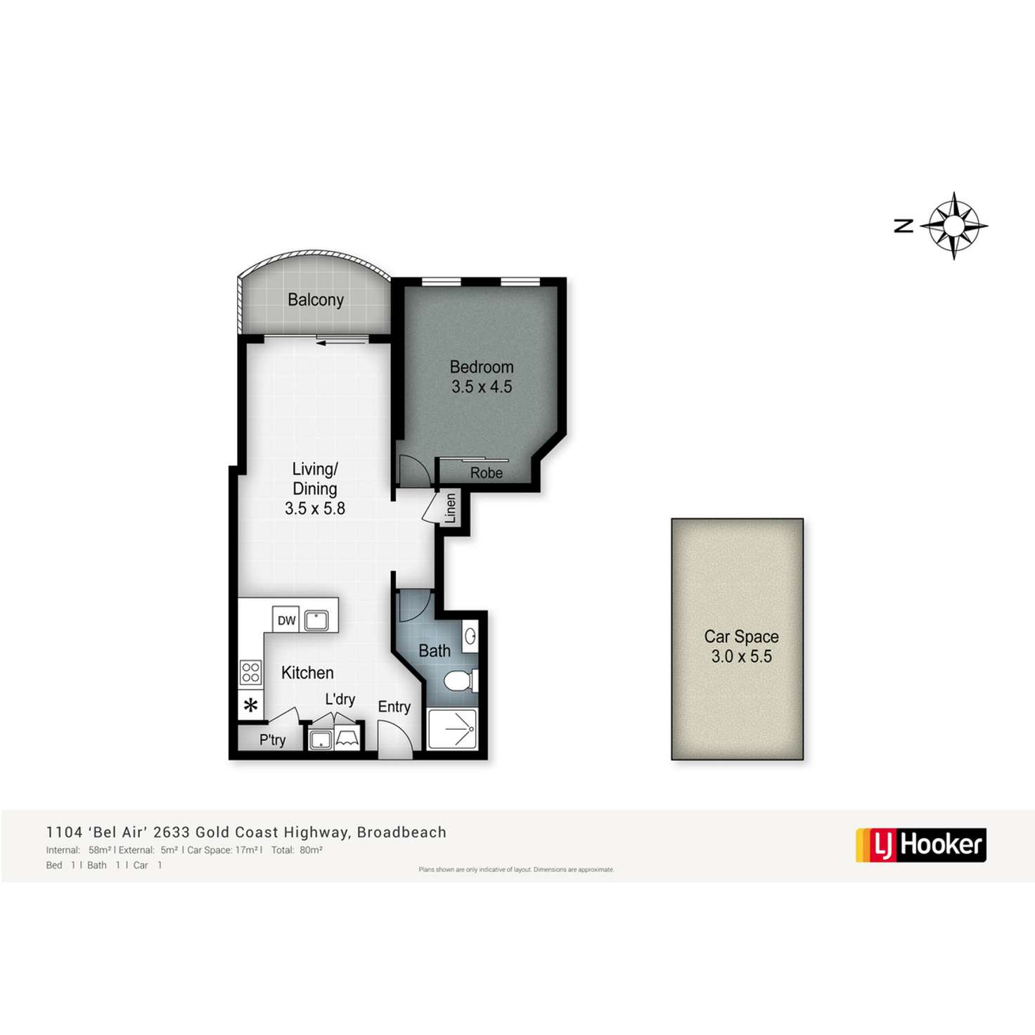 Floorplan of Homely unit listing, 1104/2623-2633 Gold Coast Highway, Broadbeach QLD 4218