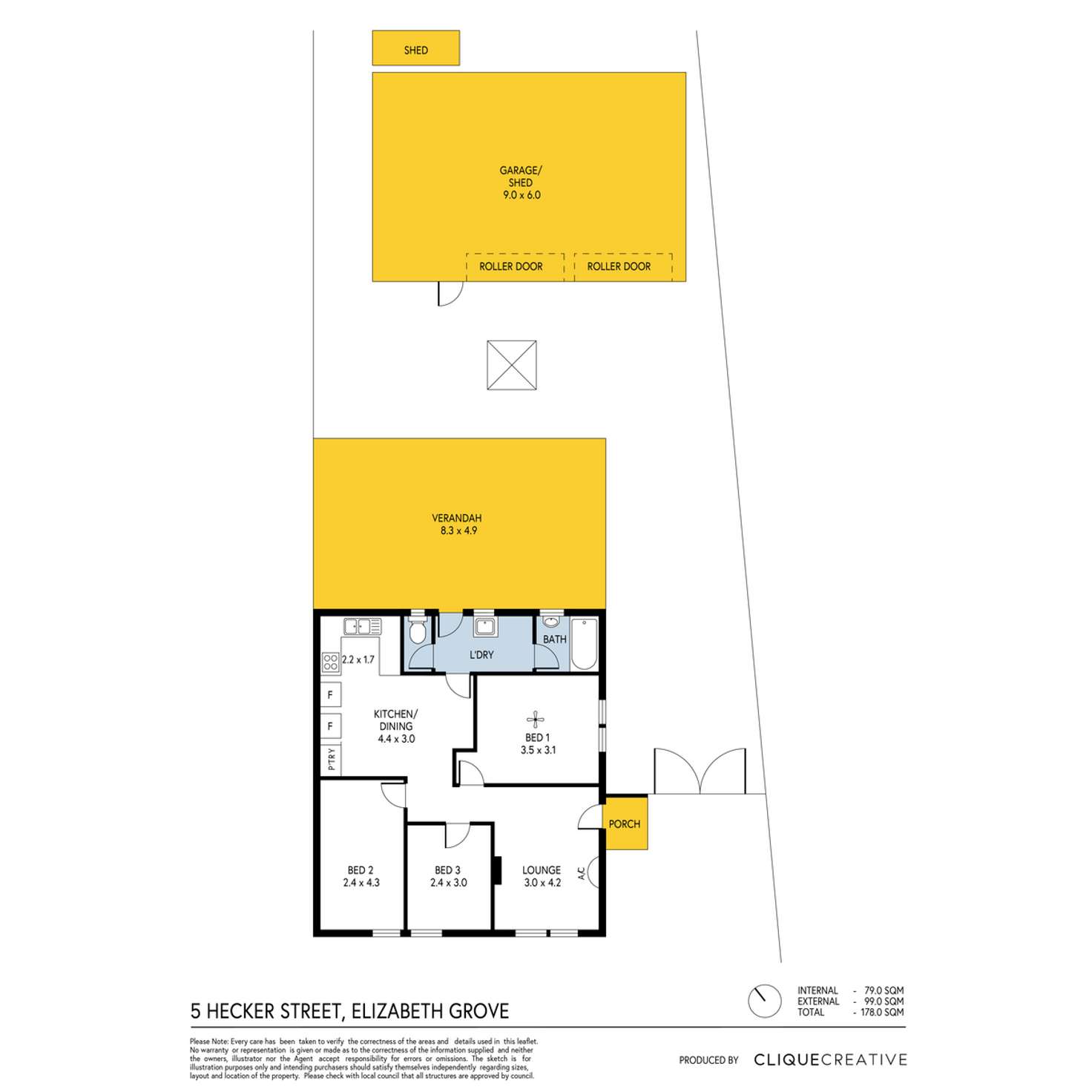 Floorplan of Homely semiDetached listing, 5 Hecker Street, Elizabeth Grove SA 5112