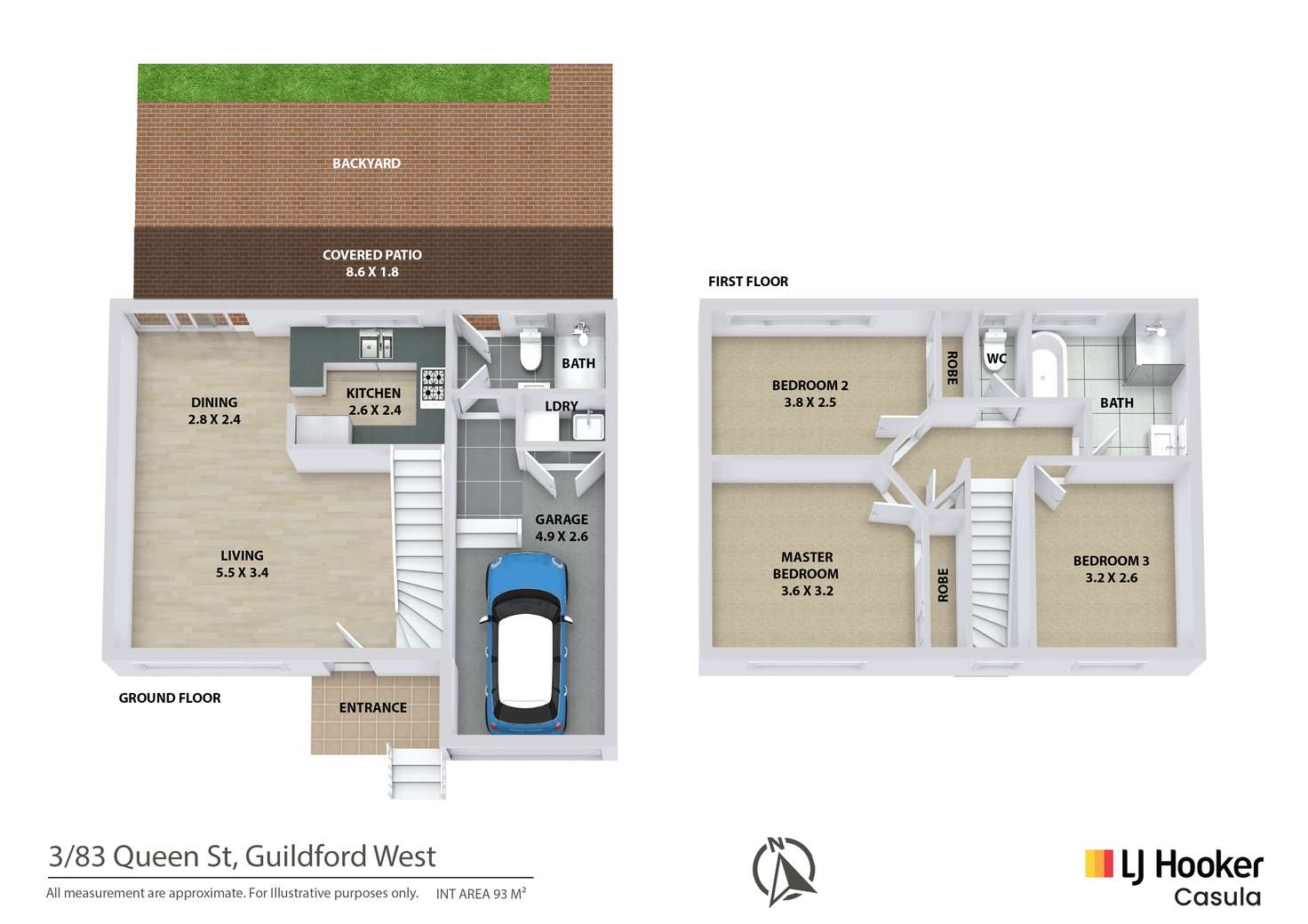 Floorplan of Homely townhouse listing, 3/83 Queen Street, Guildford West NSW 2161