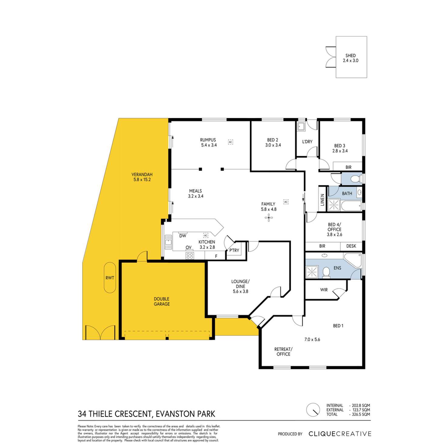 Floorplan of Homely house listing, 34 Thiele Crescent, Evanston Park SA 5116