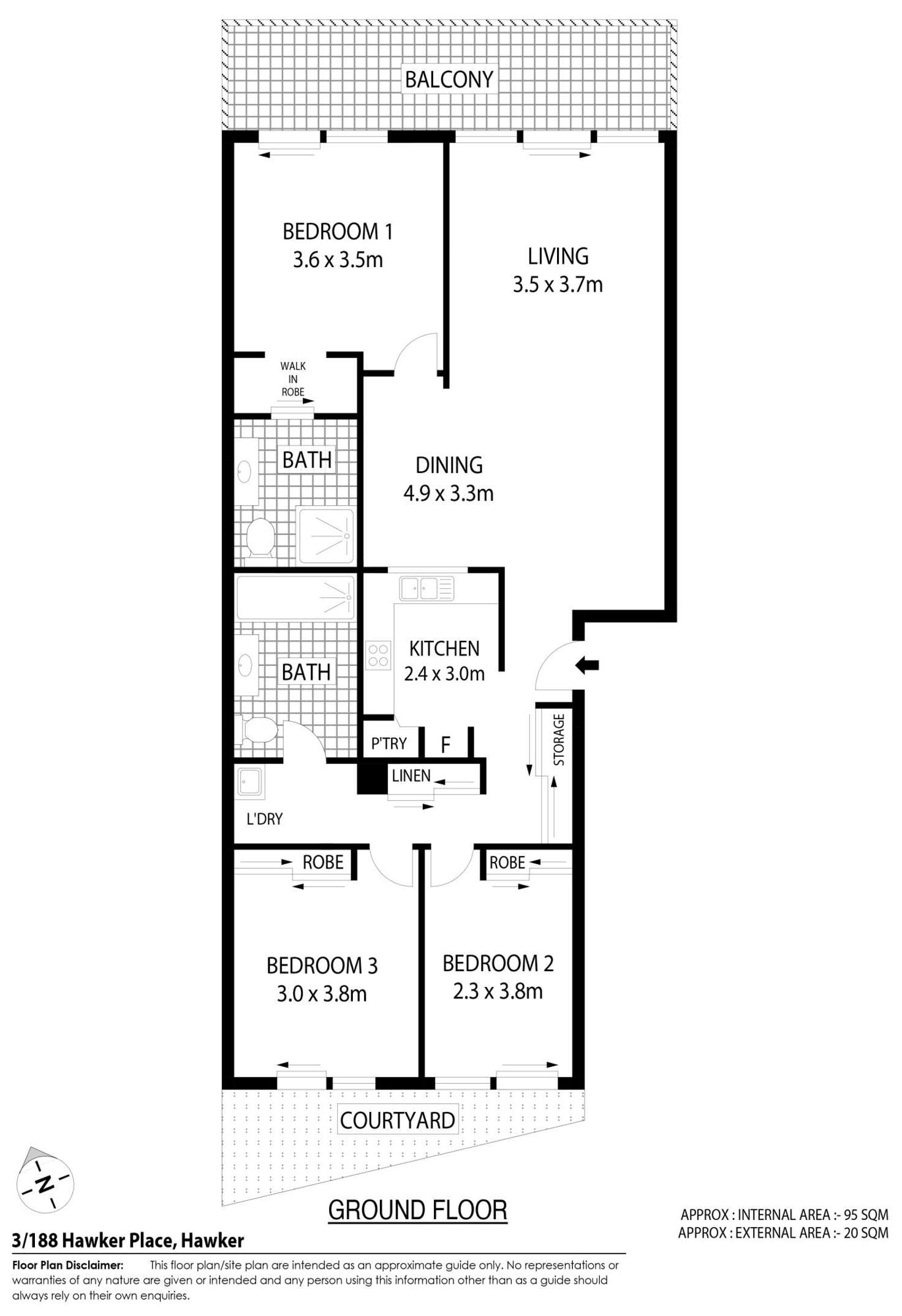 Floorplan of Homely apartment listing, 3/188 Hawker Place, Hawker ACT 2614