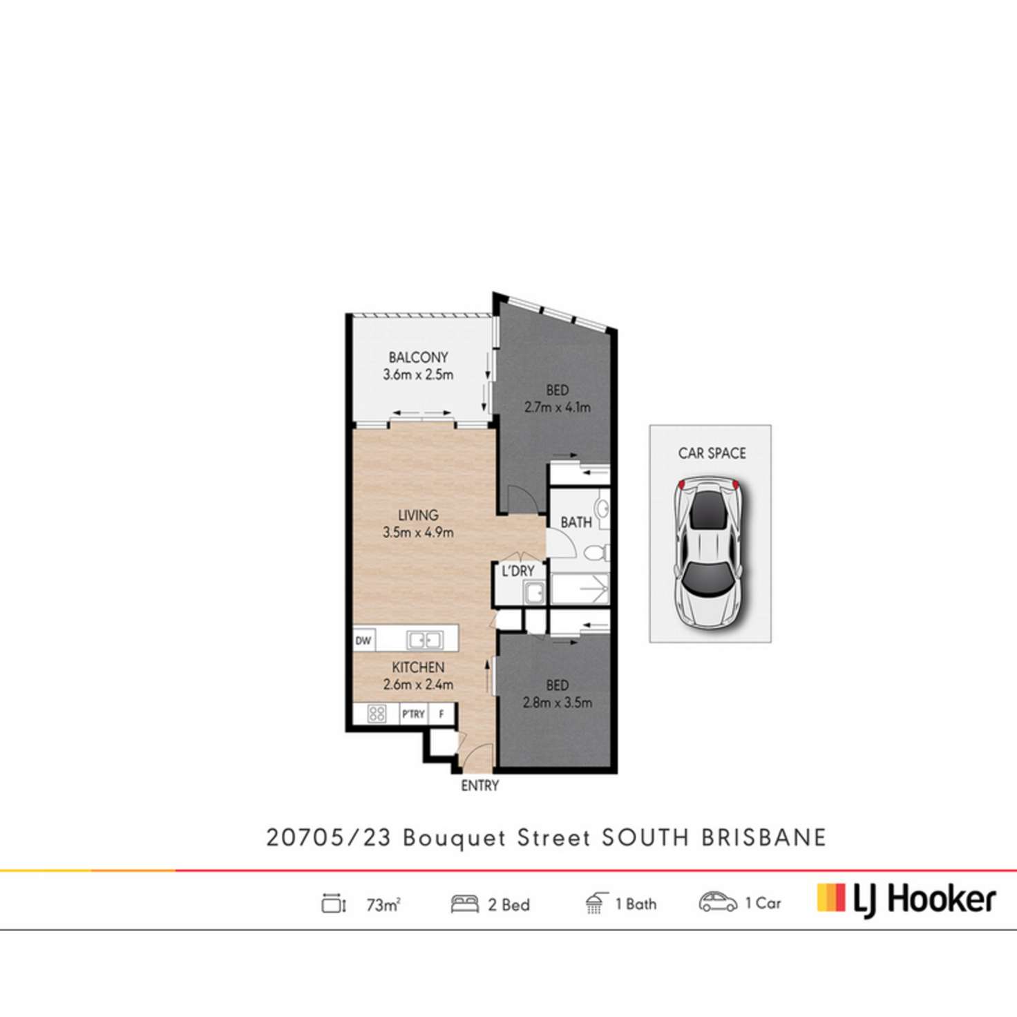 Floorplan of Homely apartment listing, 20705/23 Bouquet Street, South Brisbane QLD 4101