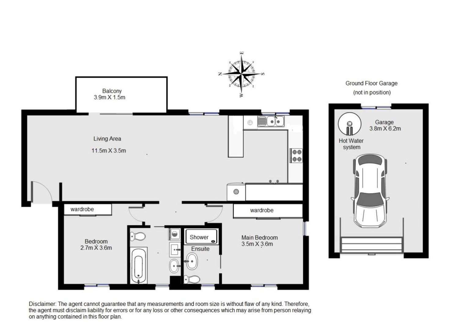 Floorplan of Homely unit listing, 4/99 Thorn Street, Kangaroo Point QLD 4169