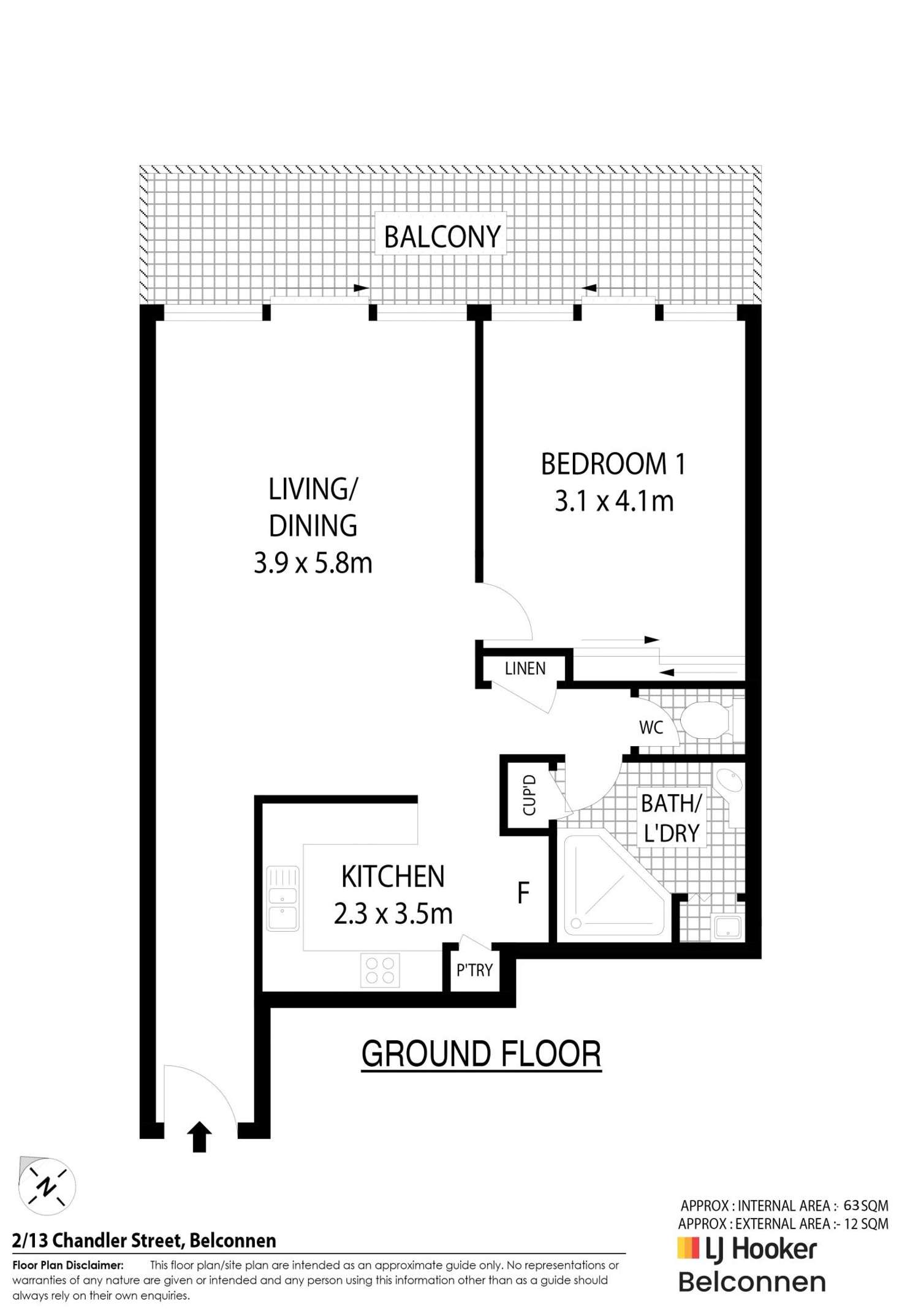 Floorplan of Homely unit listing, 2/13 Chandler Street, Belconnen ACT 2617
