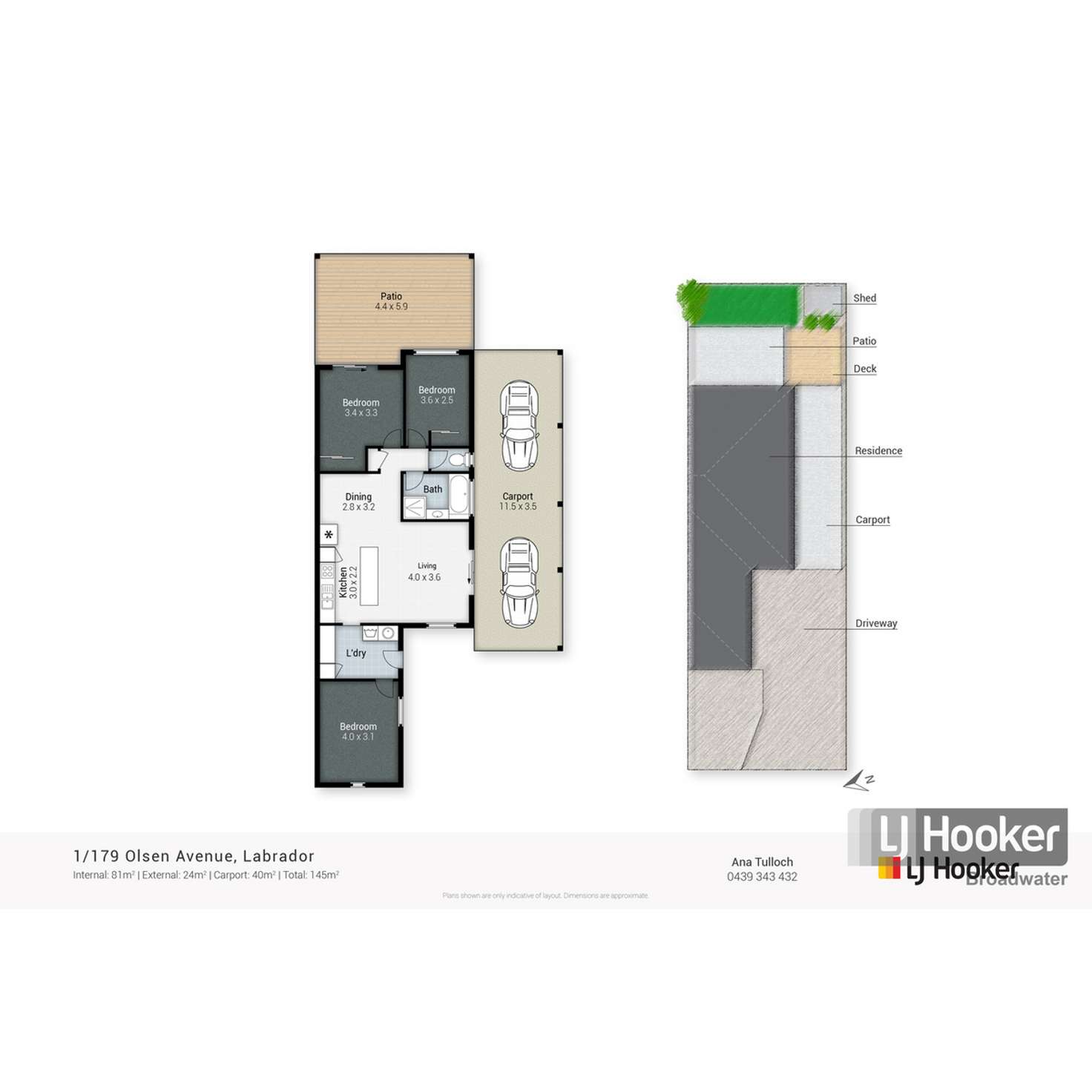 Floorplan of Homely semiDetached listing, 1/179 Olsen Avenue, Labrador QLD 4215