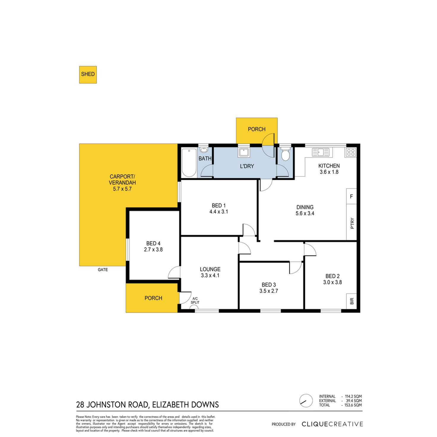 Floorplan of Homely semiDetached listing, 28 Johnston Road, Elizabeth Downs SA 5113