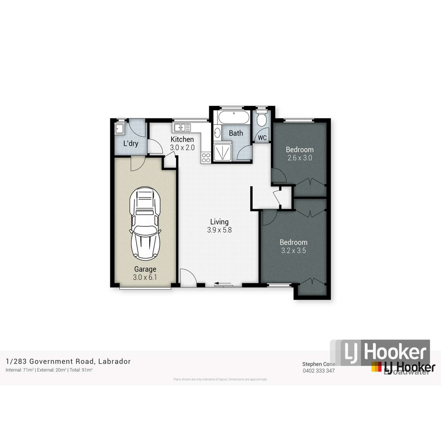 Floorplan of Homely semiDetached listing, 1/283 Government Road, Labrador QLD 4215