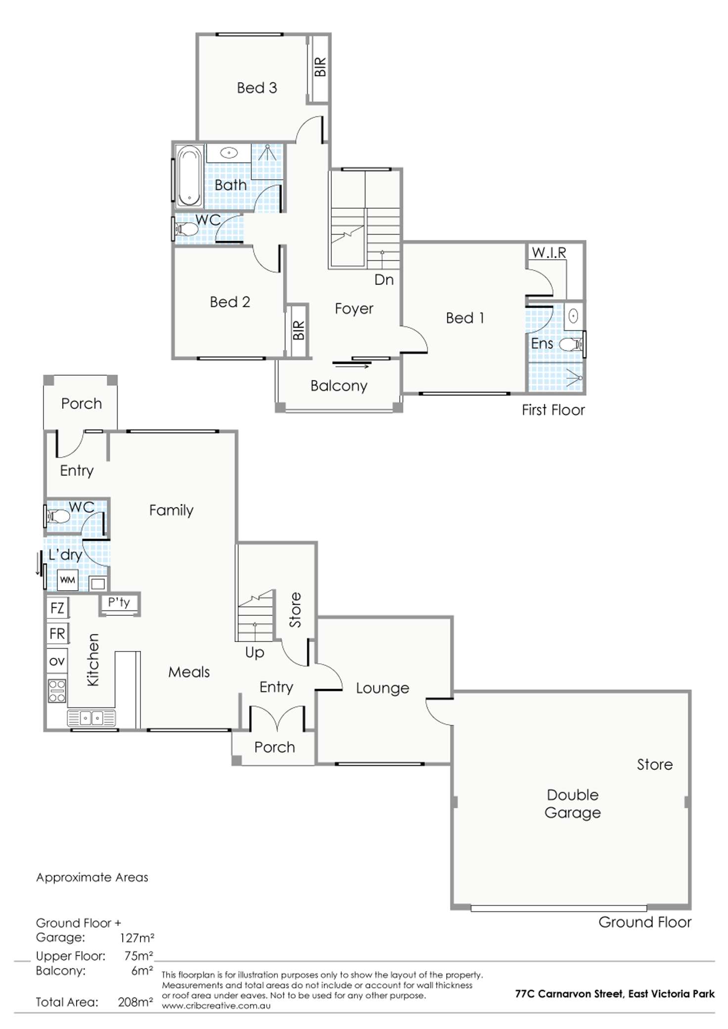 Floorplan of Homely townhouse listing, 77C Carnarvon Street, East Victoria Park WA 6101