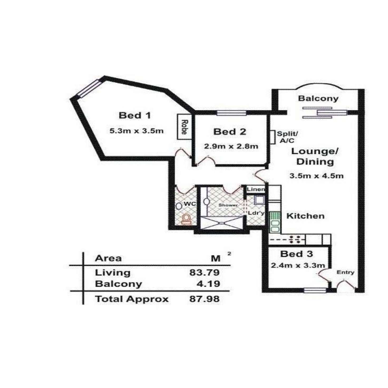 Floorplan of Homely unit listing, 20a/188 Carrington Street, Adelaide SA 5000
