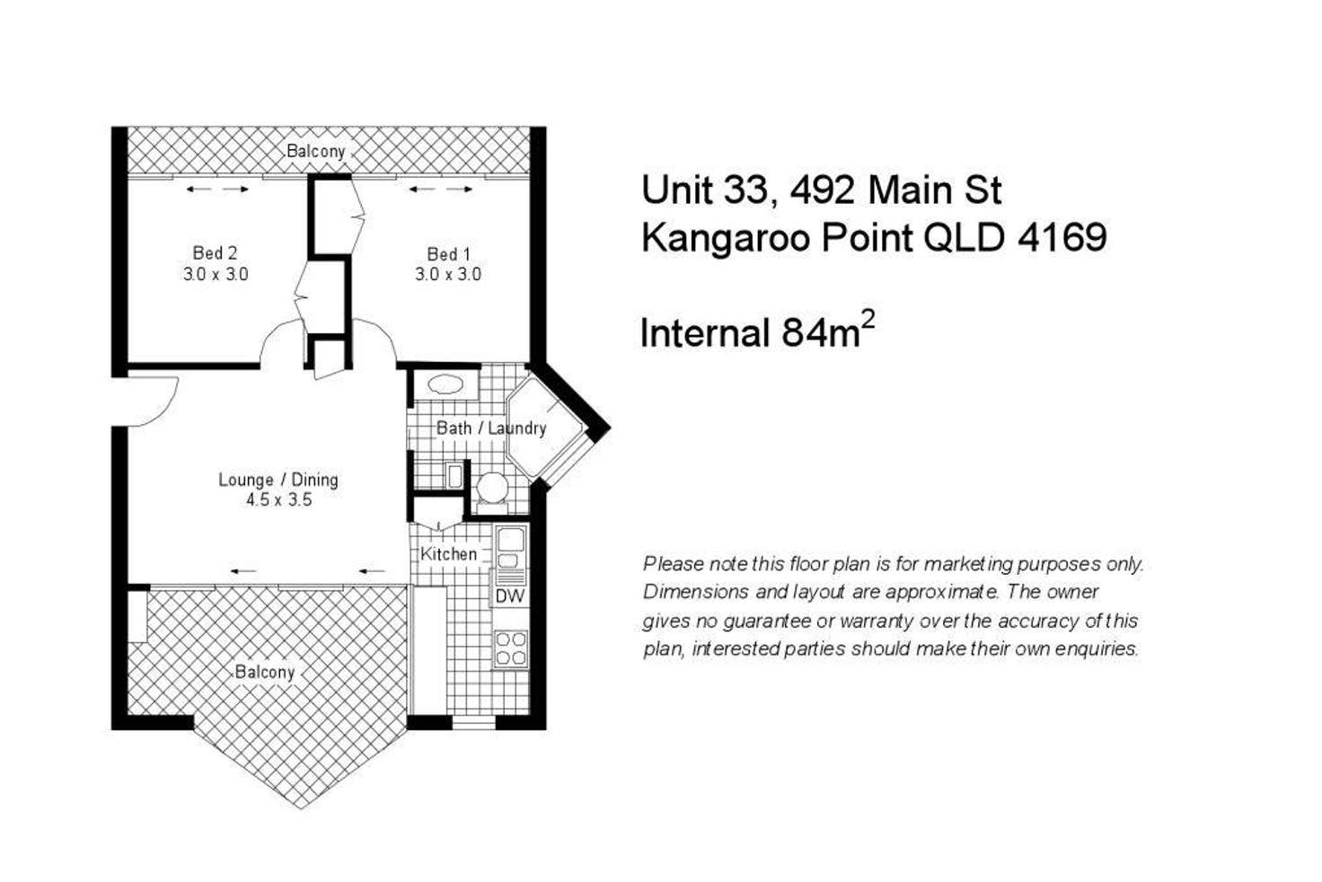 Floorplan of Homely unit listing, 33/492 Main Street, Kangaroo Point QLD 4169