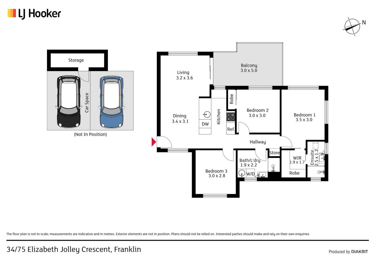 Floorplan of Homely unit listing, 34/75 Elizabeth Jolley Crescent, Franklin ACT 2913