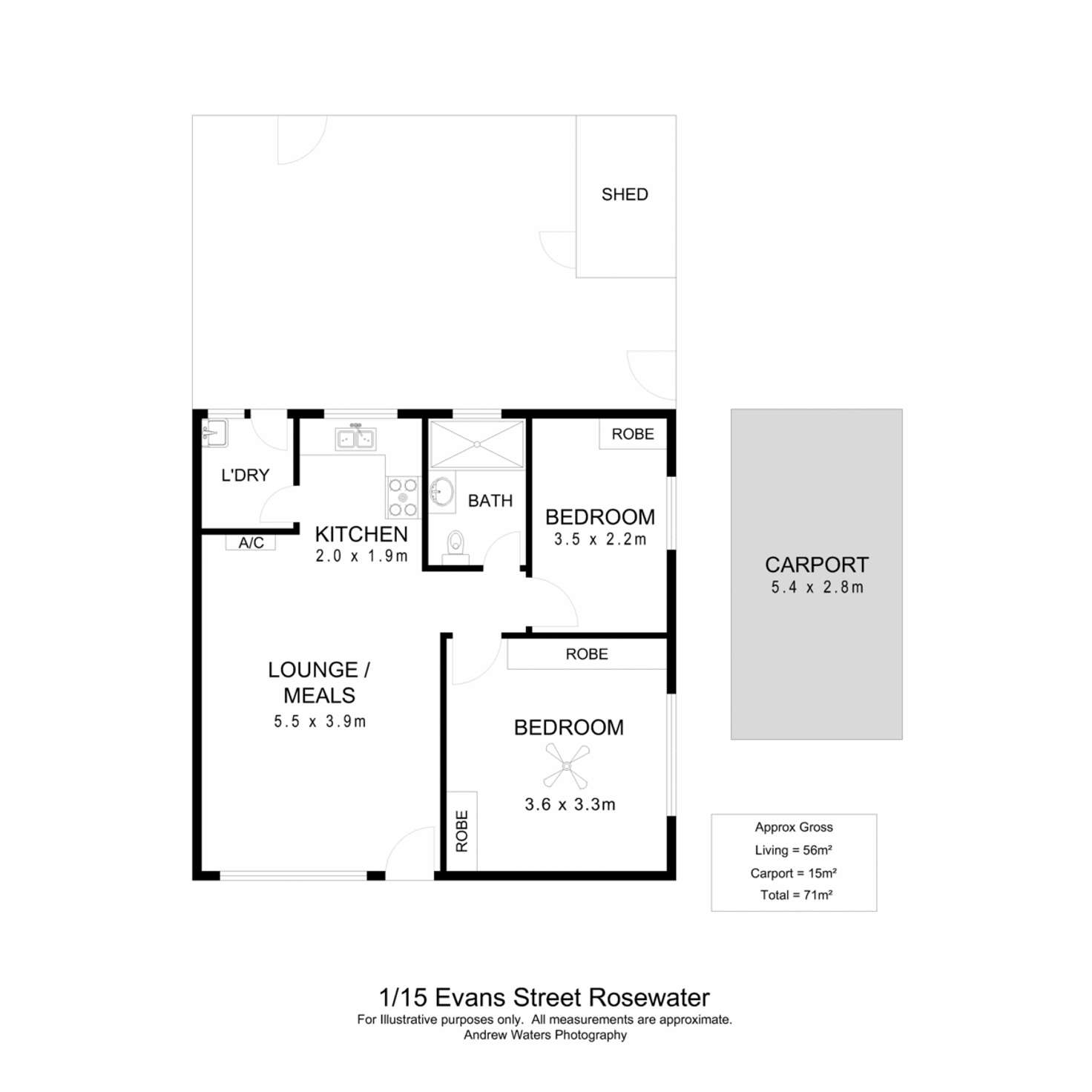 Floorplan of Homely unit listing, 1/15 Evans Street, Rosewater SA 5013