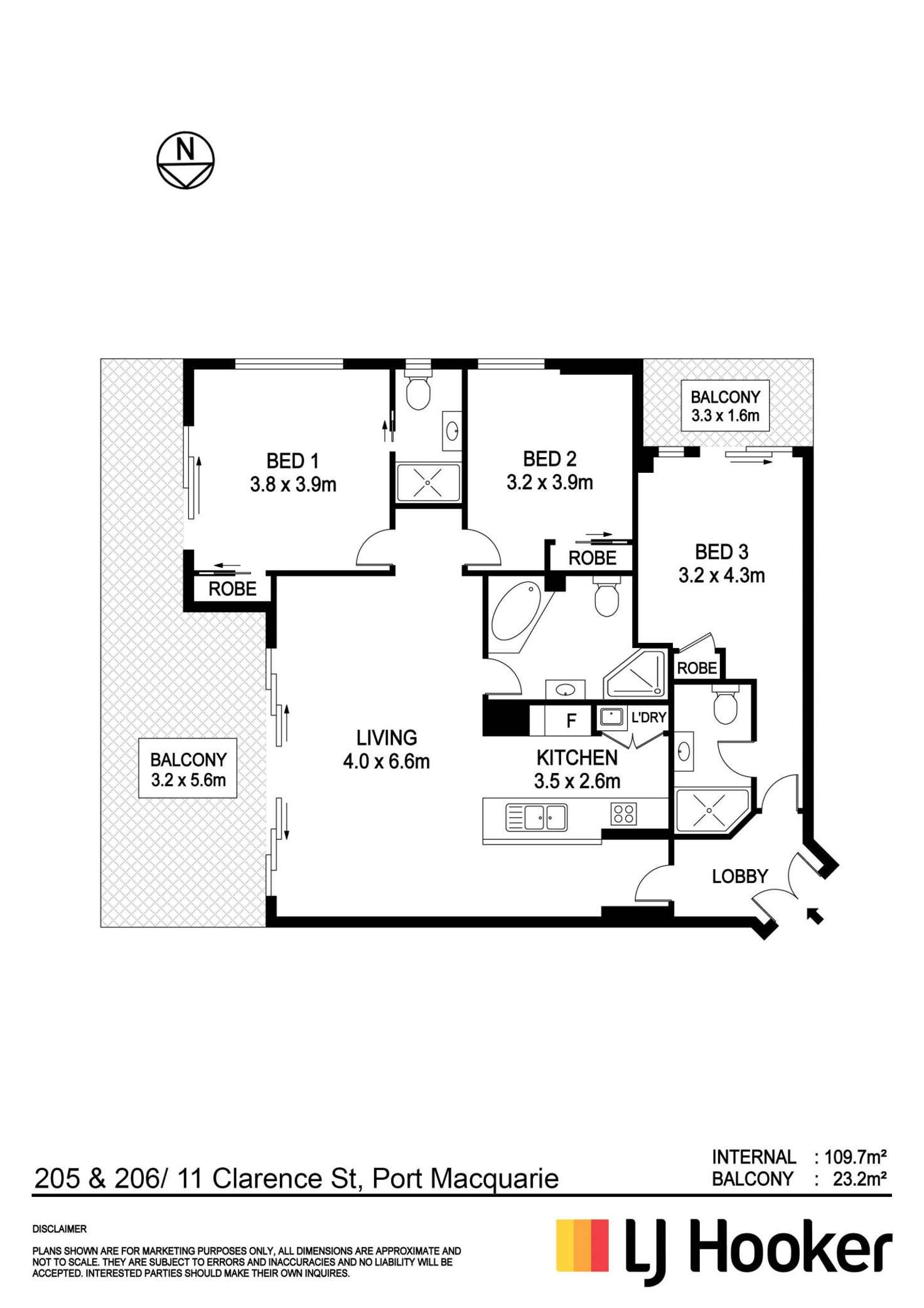 Floorplan of Homely apartment listing, 205/11 Clarence Street, Port Macquarie NSW 2444