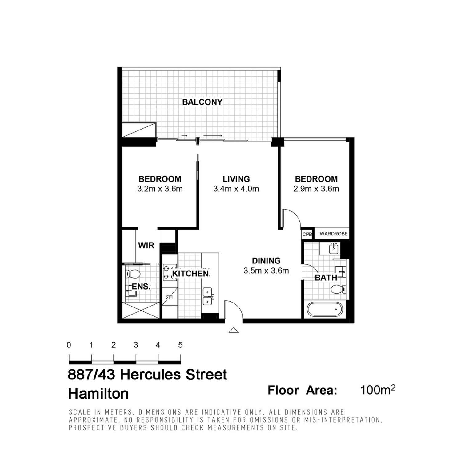 Floorplan of Homely apartment listing, 887/43 Hercules Street, Hamilton QLD 4007