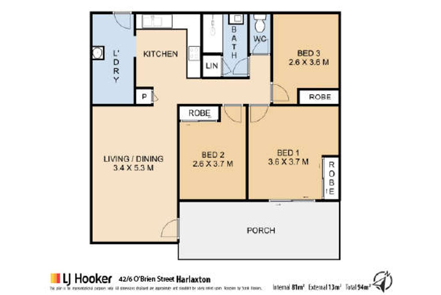 Floorplan of Homely unit listing, 42/6 O'Brien Street, Harlaxton QLD 4350