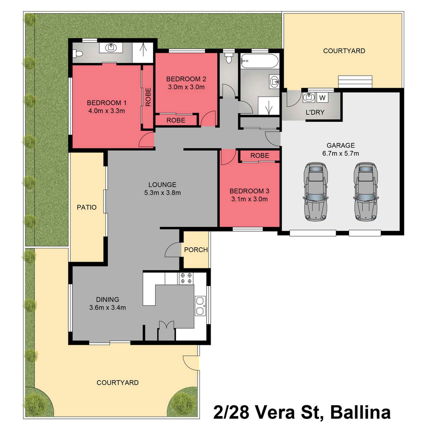 Floorplan of Homely semiDetached listing, 2/28 Vera Street, Ballina NSW 2478
