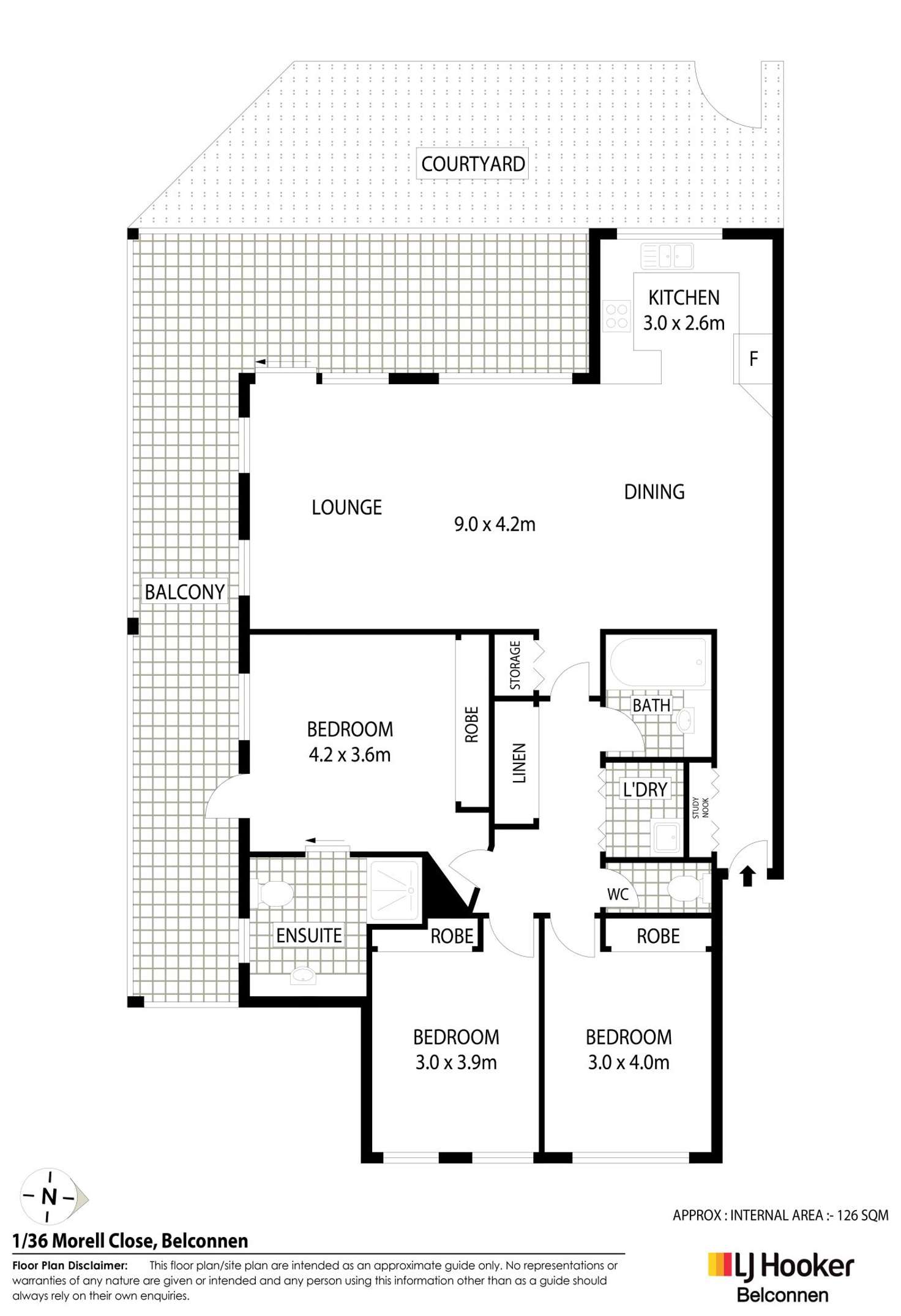 Floorplan of Homely unit listing, 1/36 Morell Close, Belconnen ACT 2617