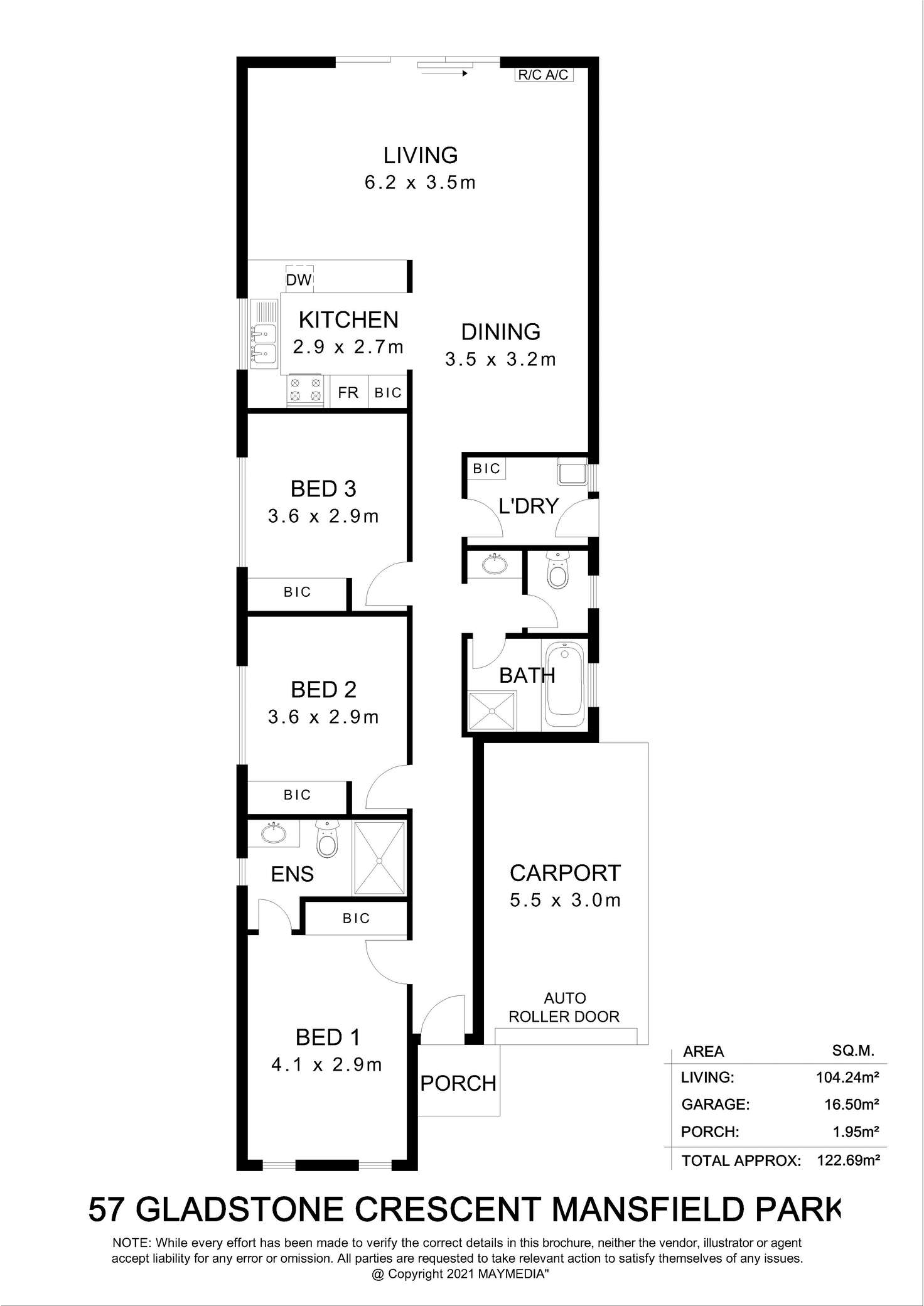 Floorplan of Homely house listing, 57 Gladstone Crescent, Mansfield Park SA 5012