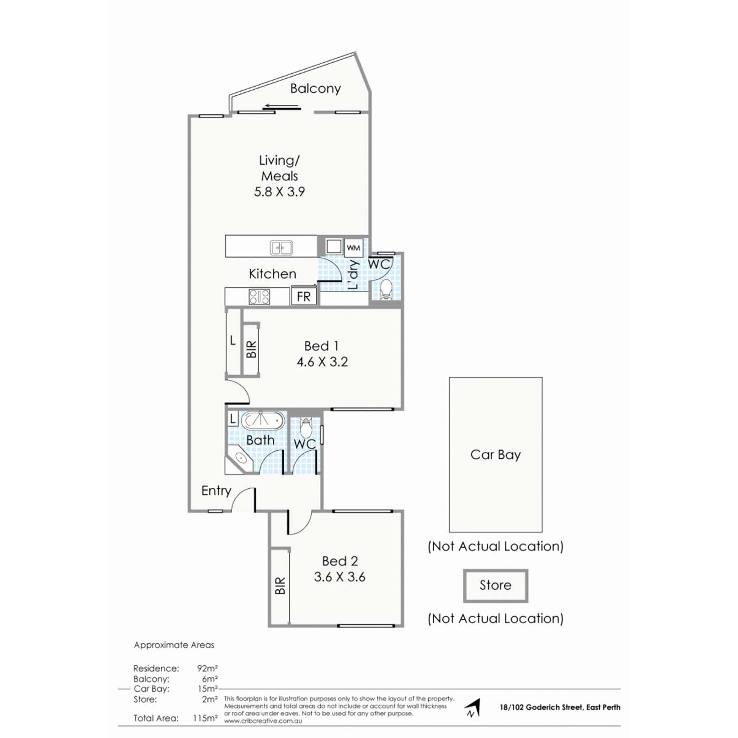 Floorplan of Homely apartment listing, 18/102 Goderich Street, East Perth WA 6004