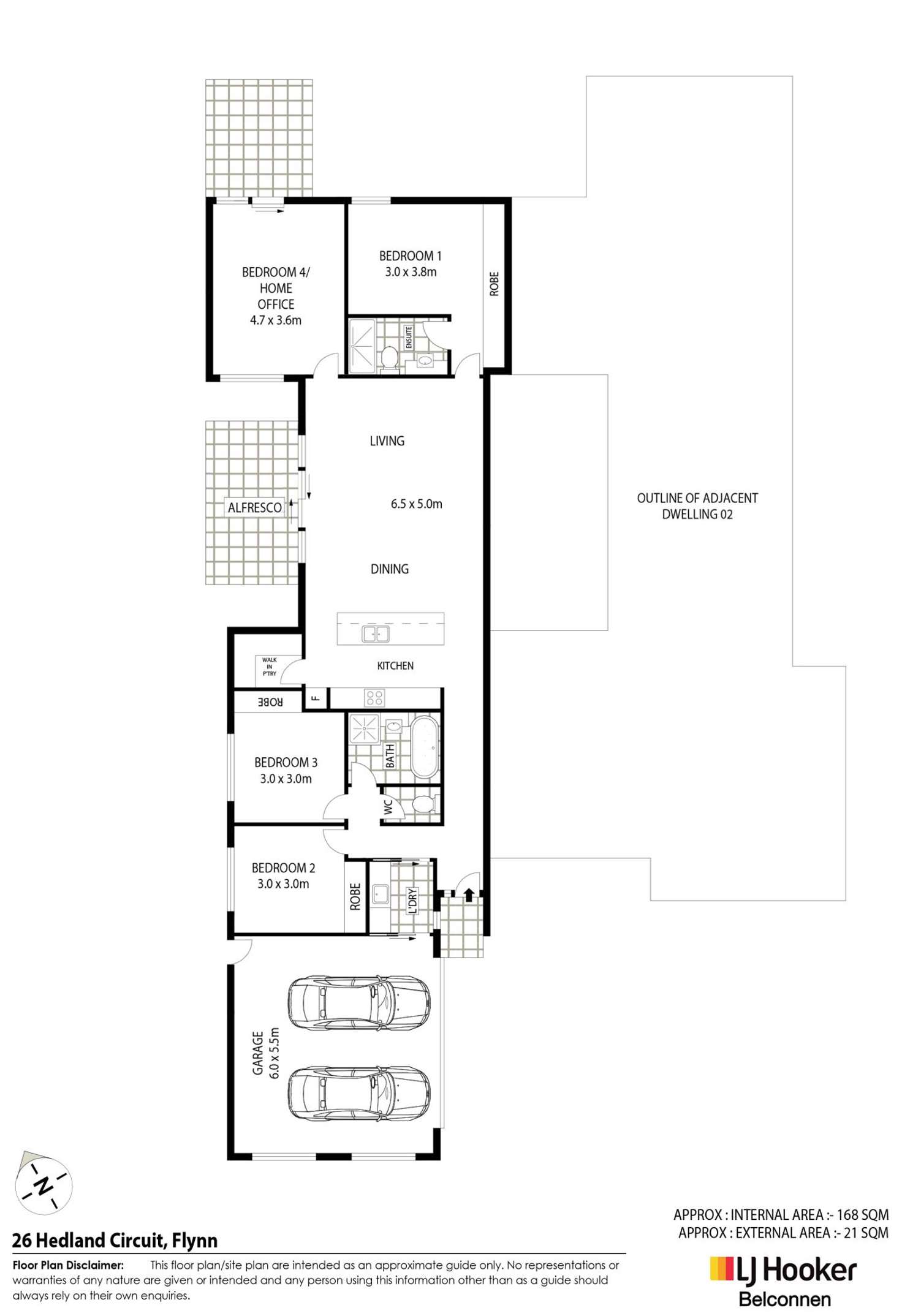 Floorplan of Homely townhouse listing, 1/26 Hedland Circuit, Flynn ACT 2615