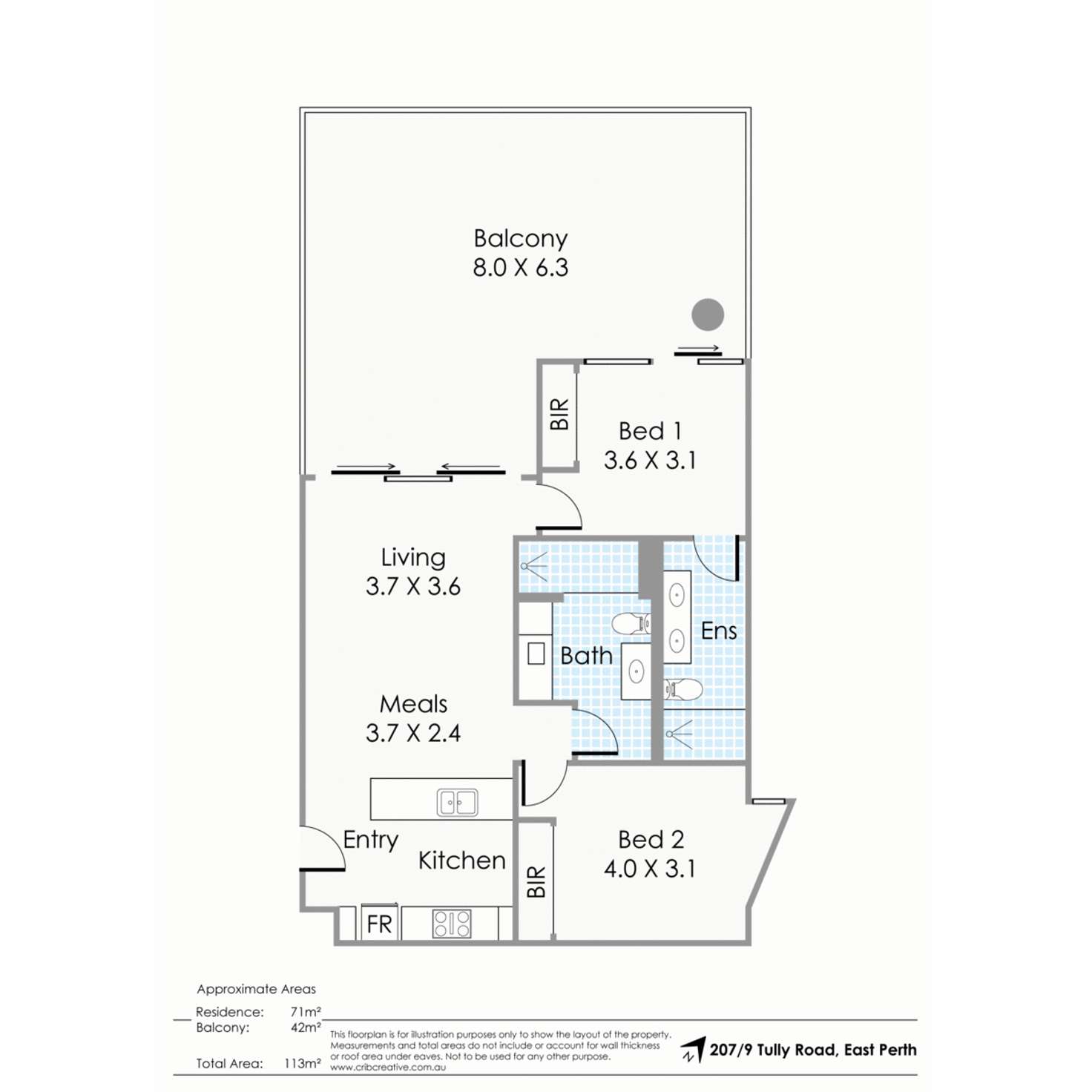 Floorplan of Homely apartment listing, 207/9 Tully Road, East Perth WA 6004