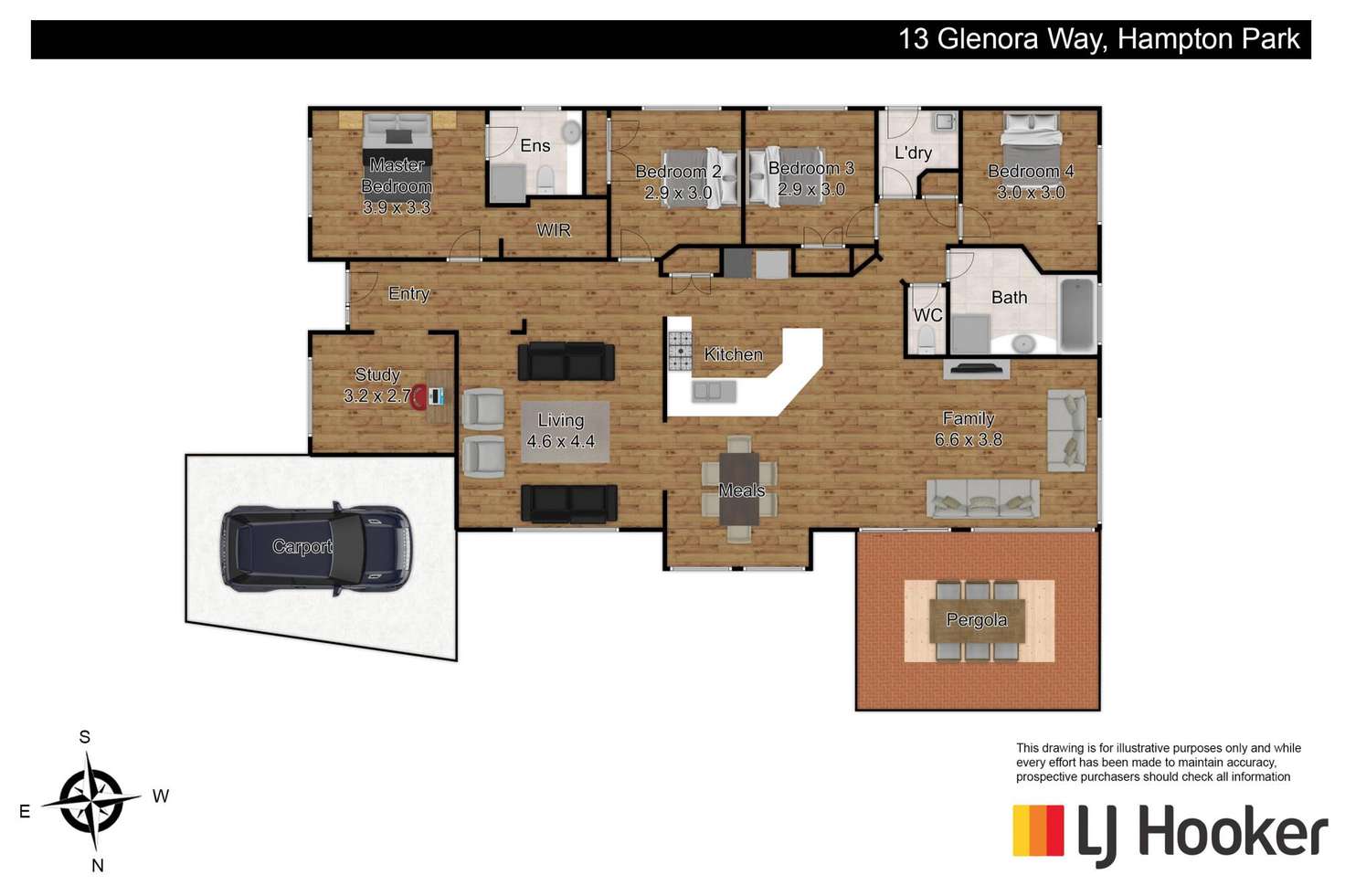 Floorplan of Homely house listing, 13 Glenora Way, Hampton Park VIC 3976