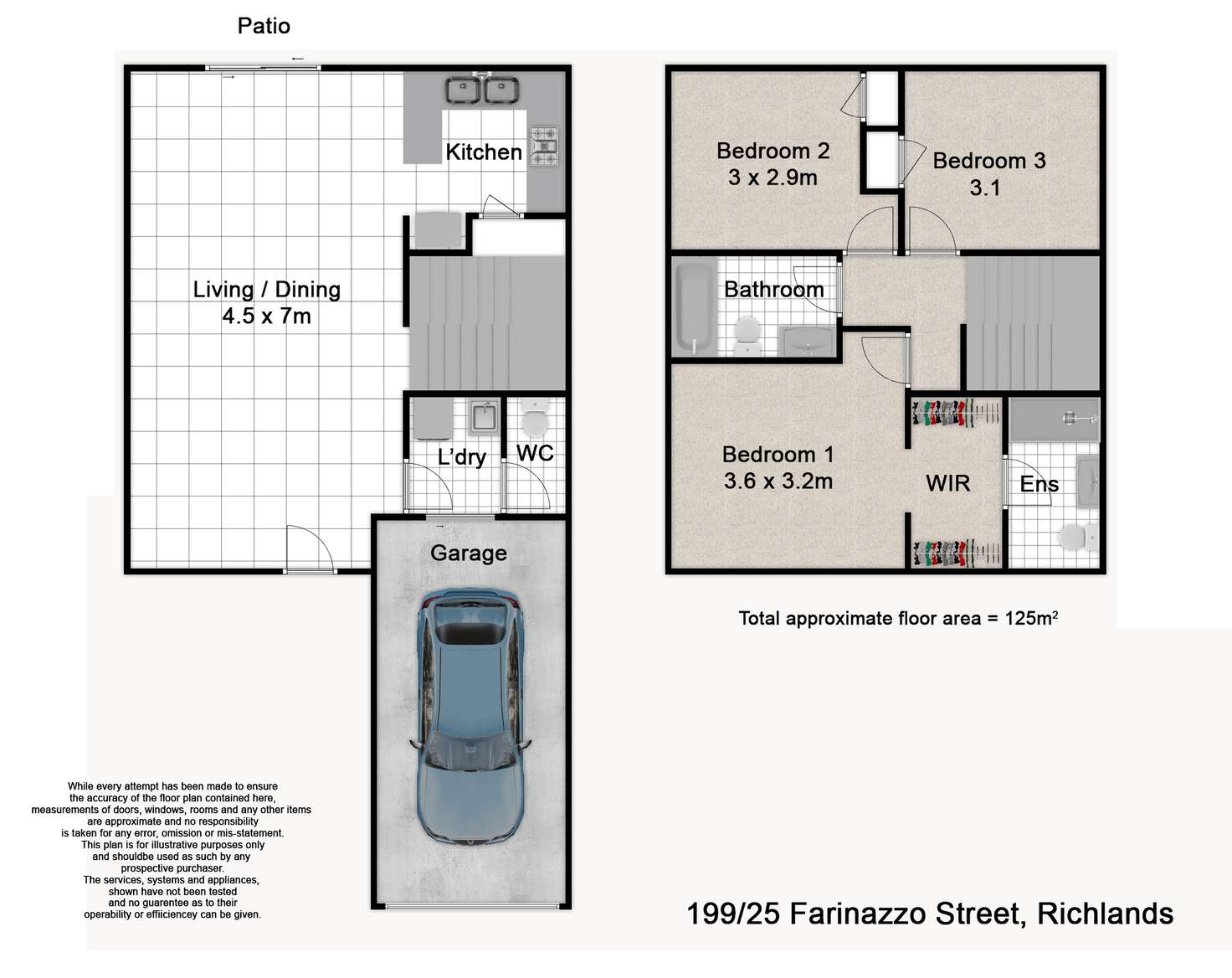 Floorplan of Homely townhouse listing, 199/25 Farinazzo Street, Richlands QLD 4077