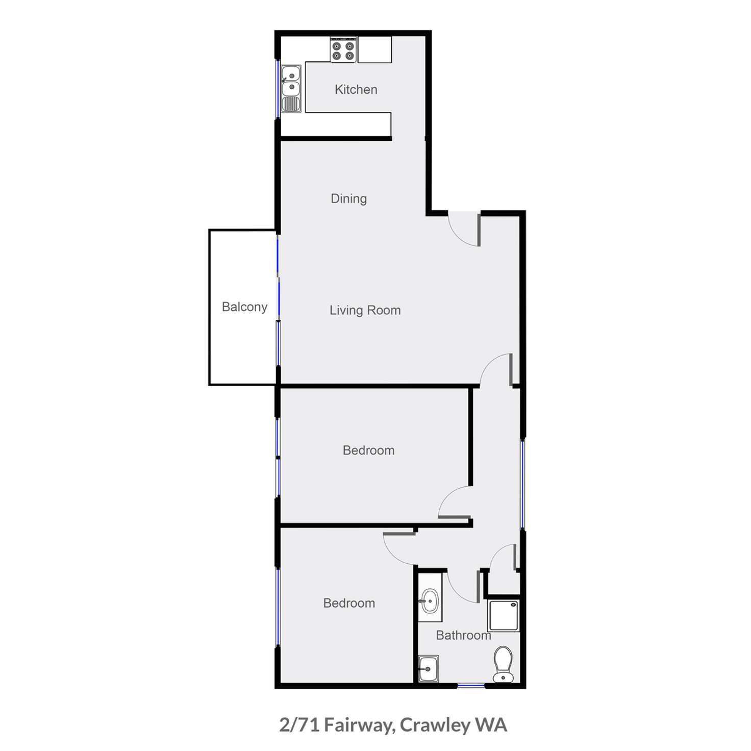 Floorplan of Homely apartment listing, 2/71 Fairway, Crawley WA 6009