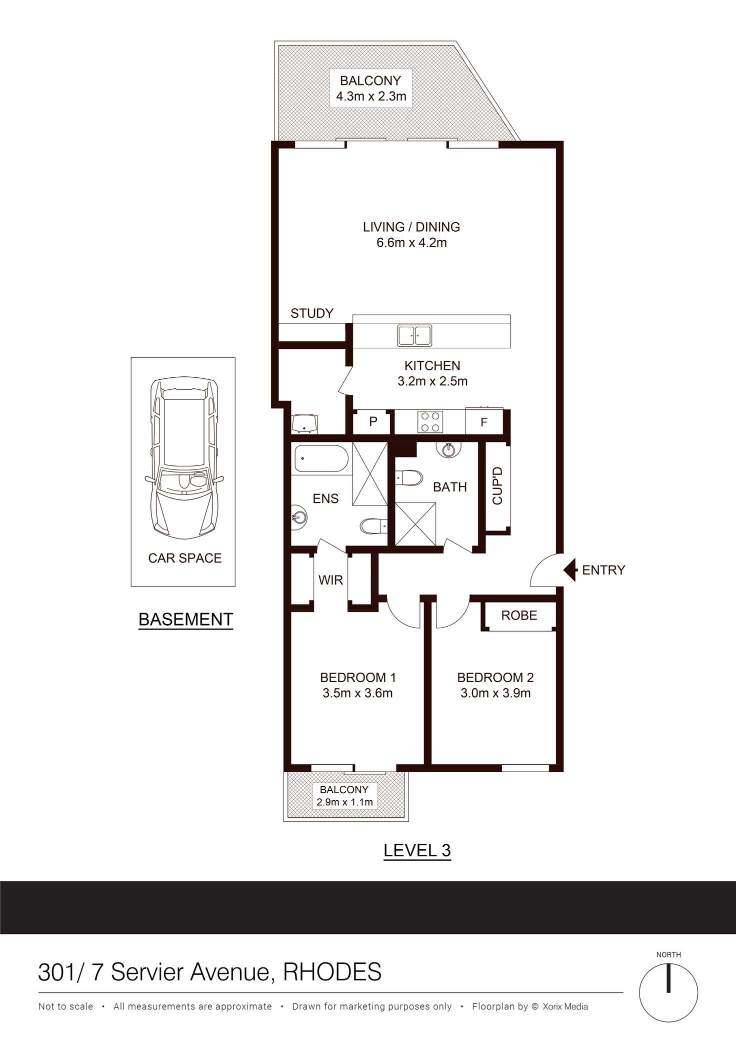Floorplan of Homely apartment listing, 301/7 Sevier Avenue, Rhodes NSW 2138