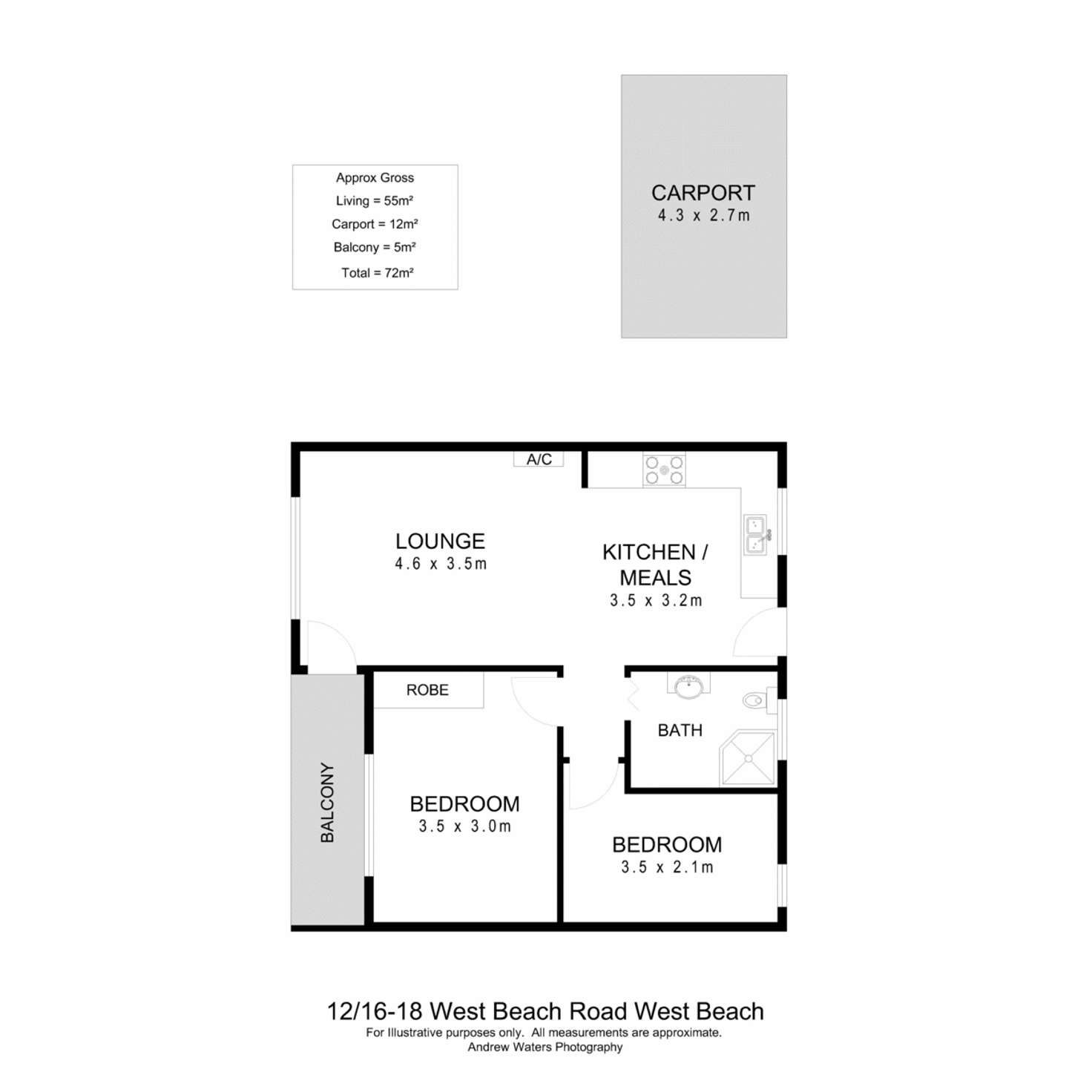 Floorplan of Homely unit listing, 12/16 - 18 West Beach Road, West Beach SA 5024