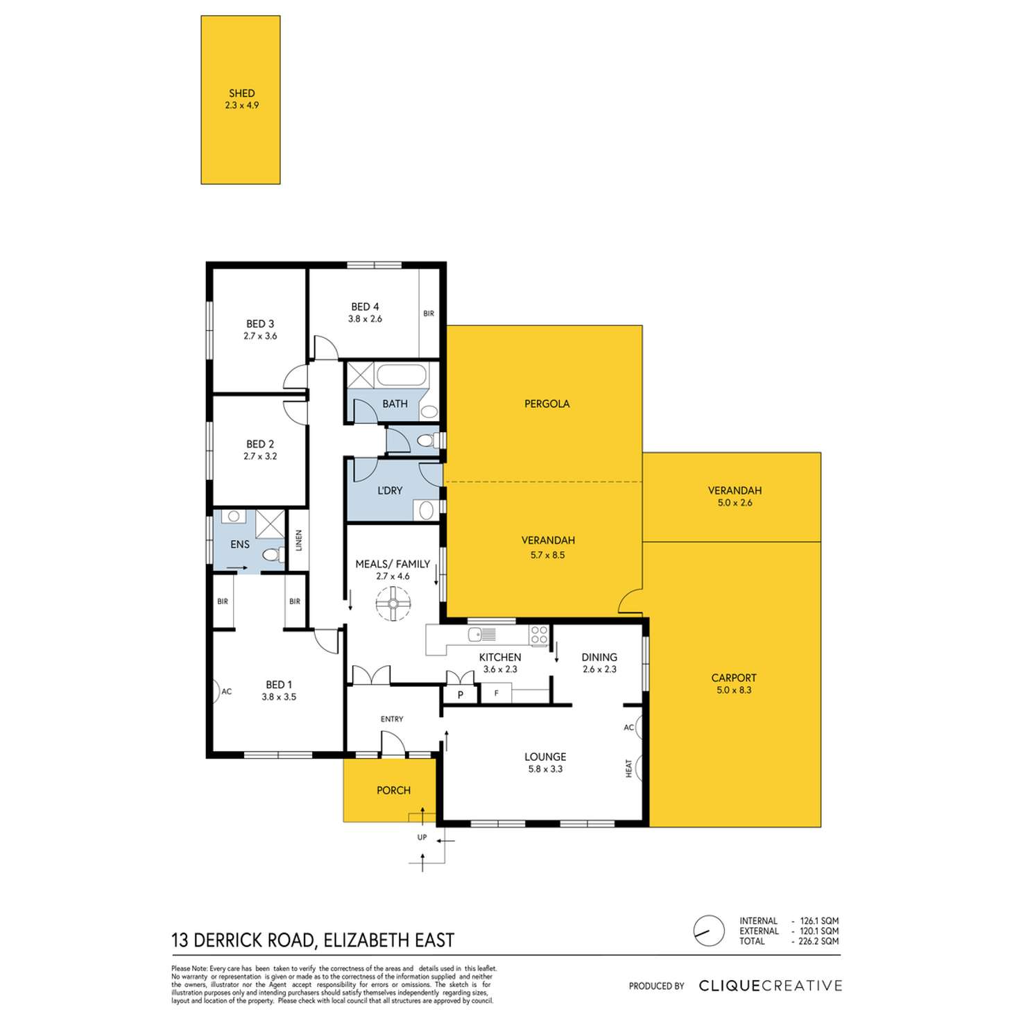 Floorplan of Homely house listing, 13 Derrick Road, Elizabeth East SA 5112