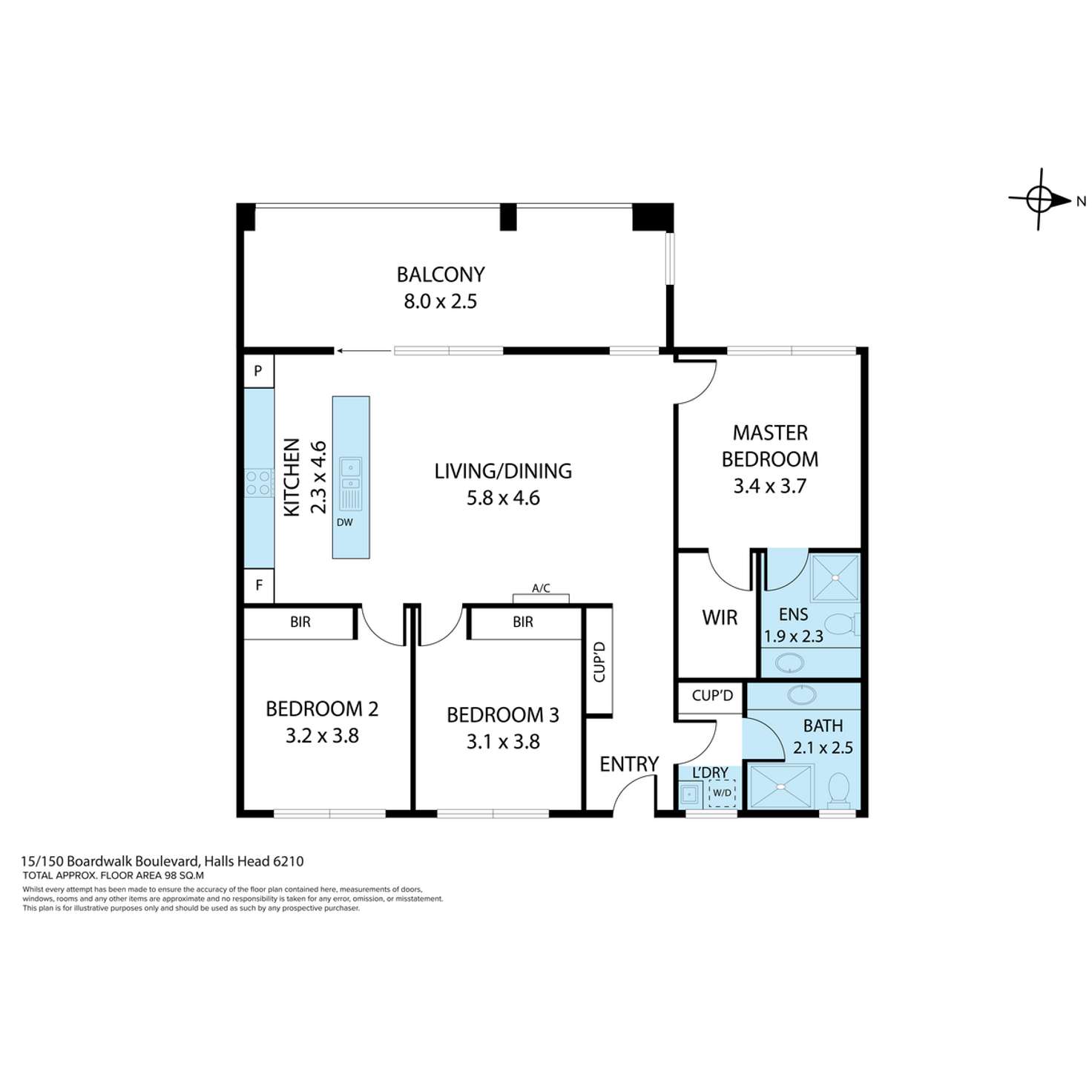 Floorplan of Homely unit listing, 15/150 Boardwalk Boulevard, Halls Head WA 6210