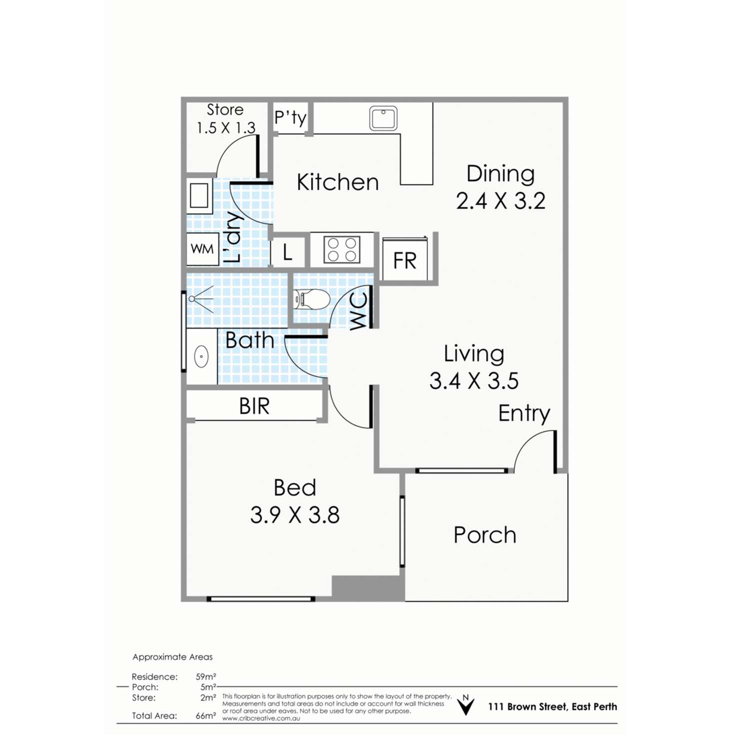 Floorplan of Homely apartment listing, 111 Brown Street, East Perth WA 6004