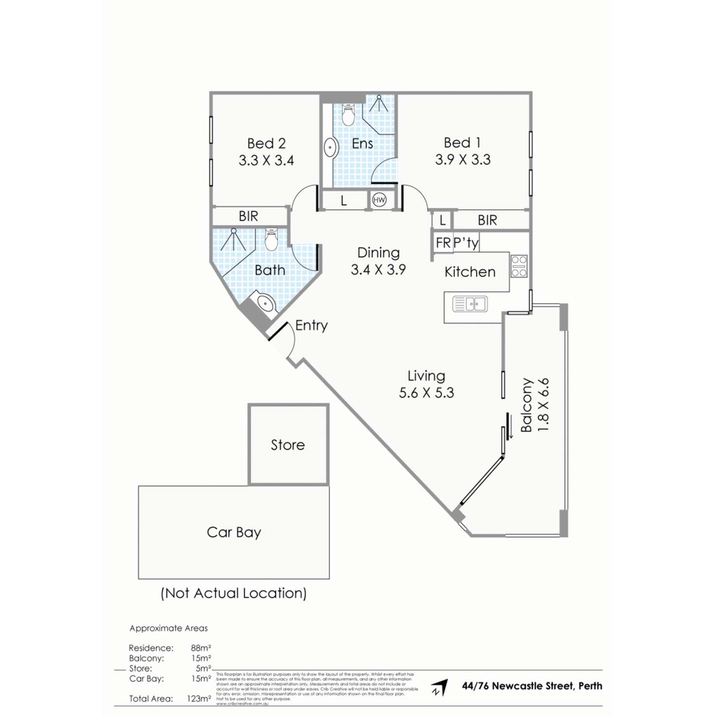 Floorplan of Homely apartment listing, 44/76 Newcastle Street, Perth WA 6000