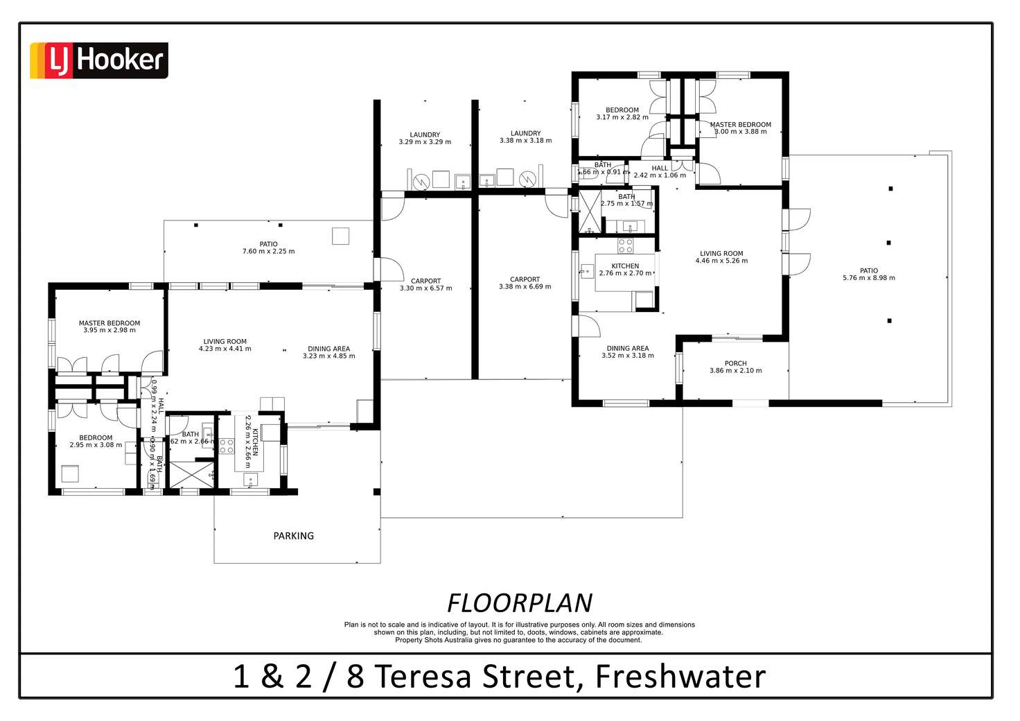 Floorplan of Homely semiDetached listing, 1 & 2/8 Teresa Street, Freshwater QLD 4870