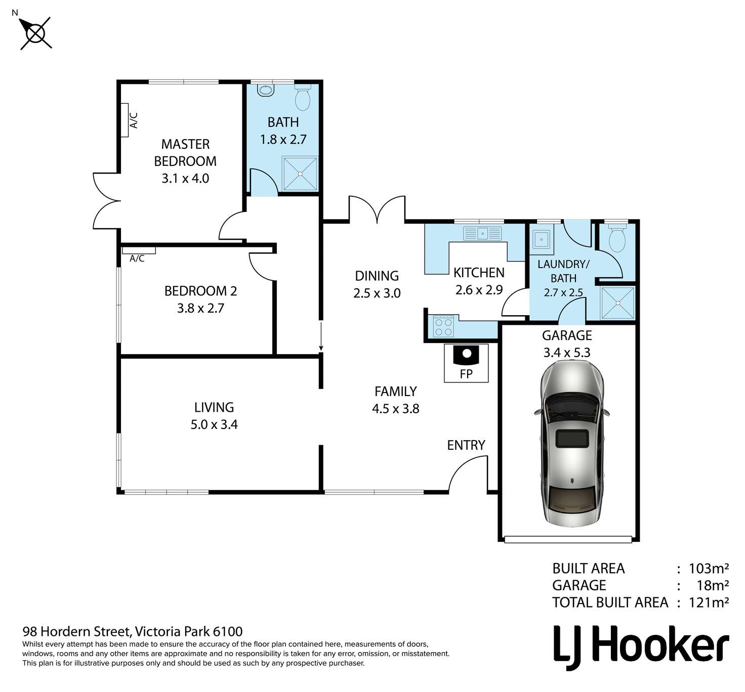 Floorplan of Homely villa listing, 98 Hordern Street, Victoria Park WA 6100