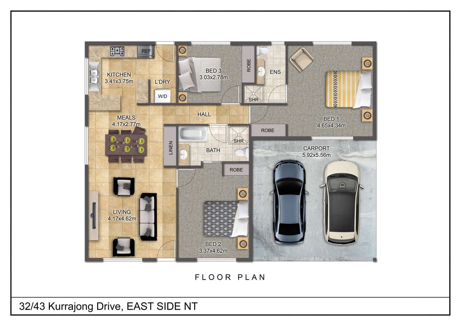 Floorplan of Homely unit listing, 32/43 Kurrajong Drive, East Side NT 870