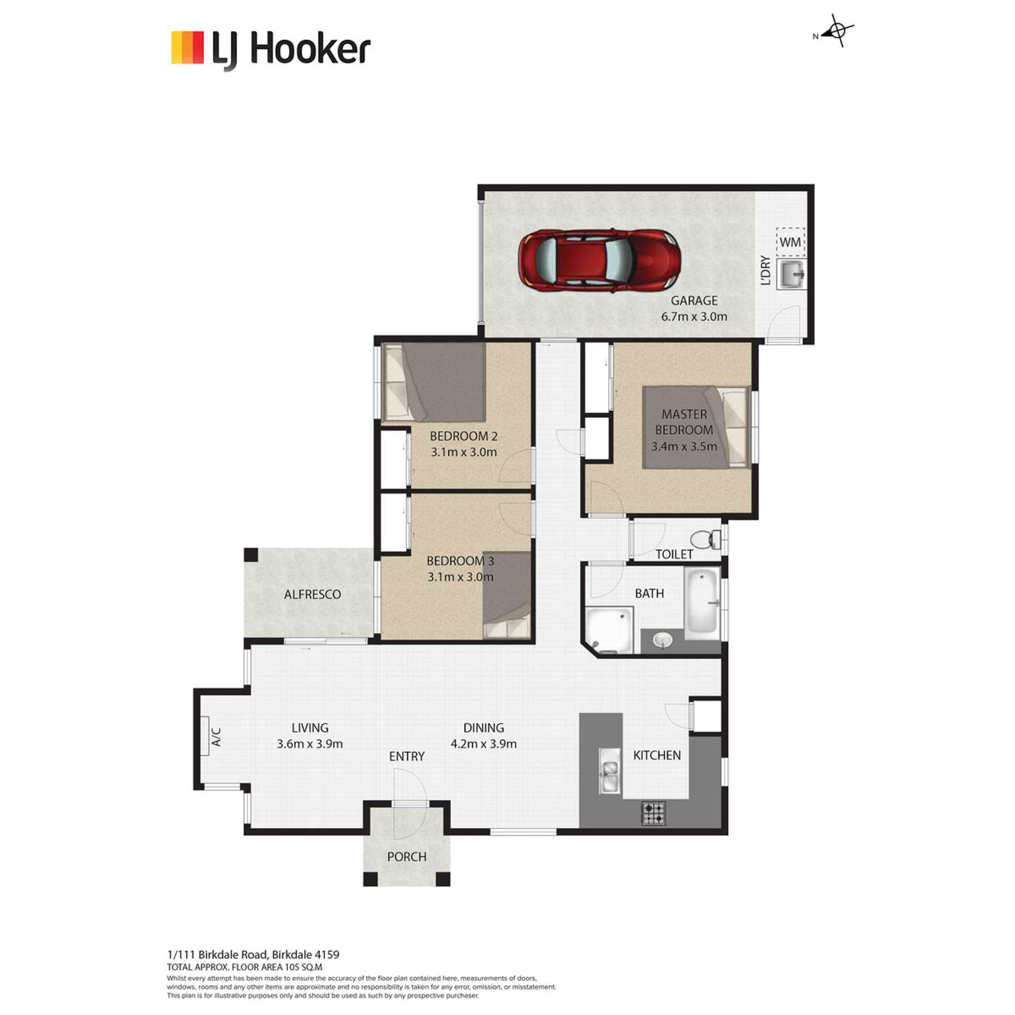 Floorplan of Homely unit listing, 1/111 Birkdale Road, Birkdale QLD 4159