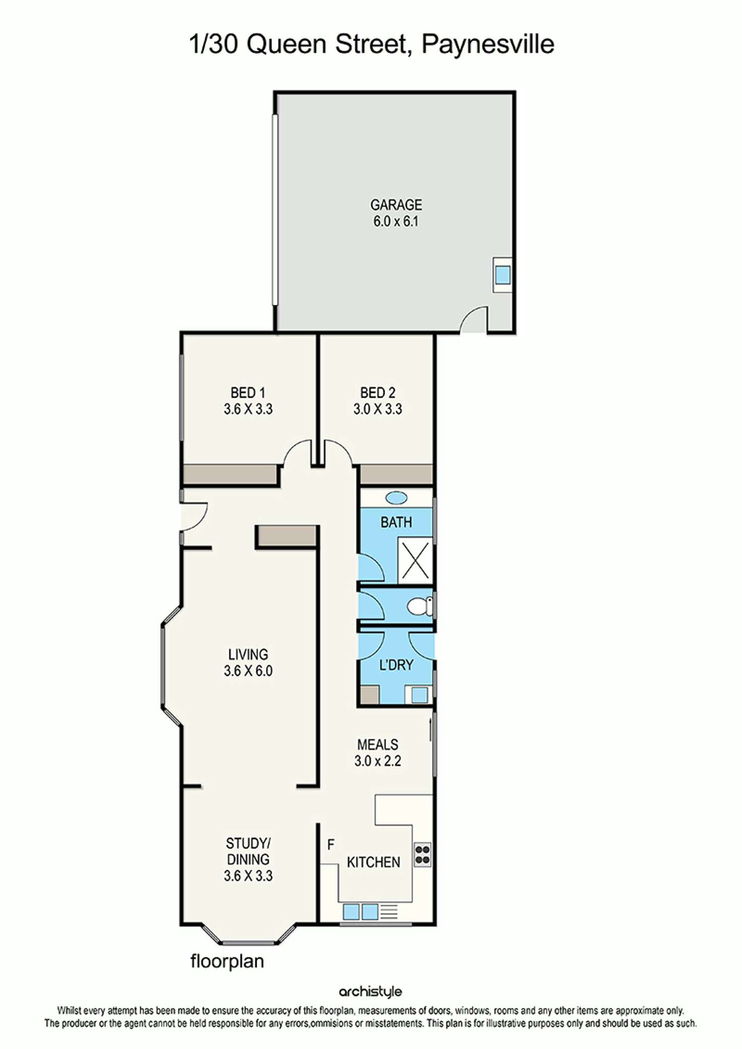 Floorplan of Homely unit listing, Unit 1/30 Queen Street, Paynesville VIC 3880
