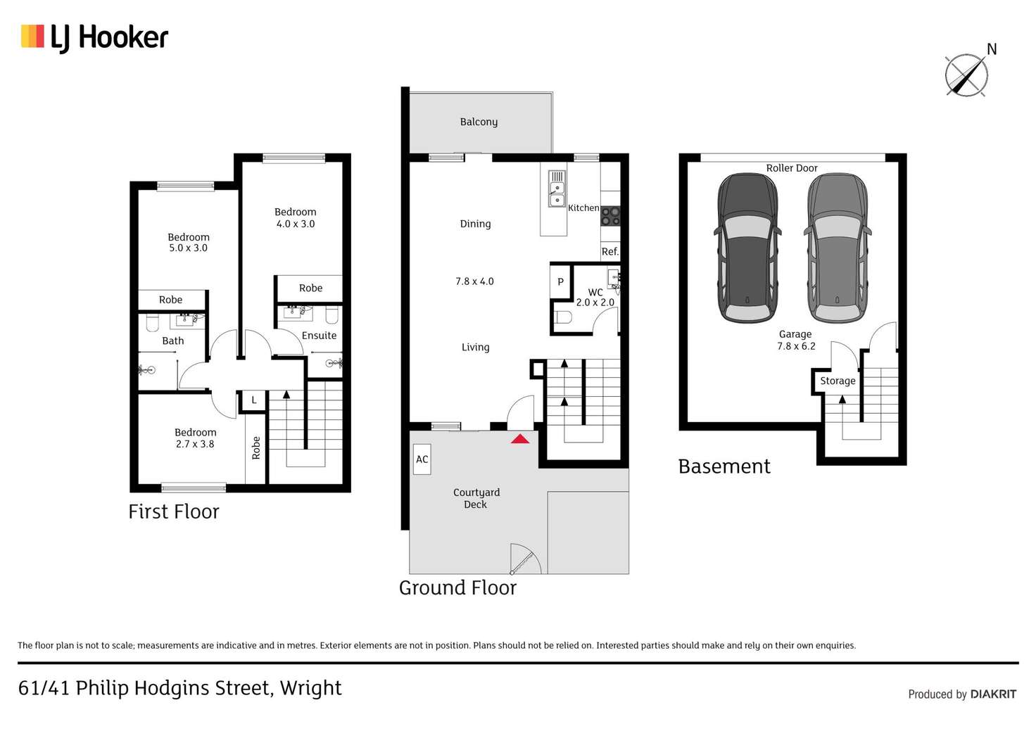 Floorplan of Homely townhouse listing, 61/41 Philip Hodgins Street, Wright ACT 2611