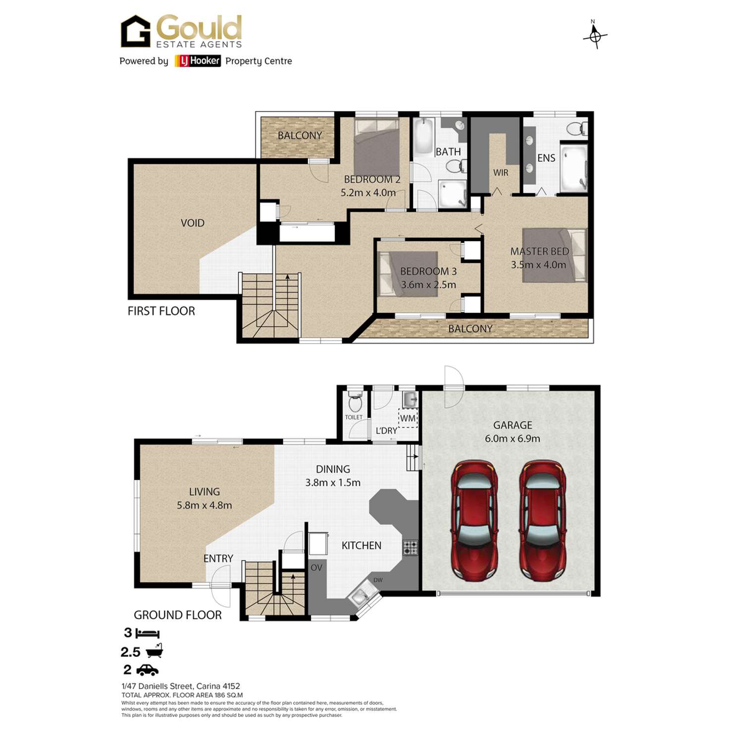 Floorplan of Homely townhouse listing, 1/47 Daniells Street, Carina QLD 4152