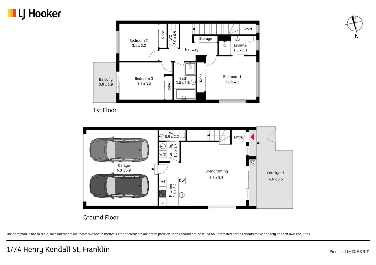 Floorplan of Homely townhouse listing, 1/74 Henry Kendall Street, Franklin ACT 2913