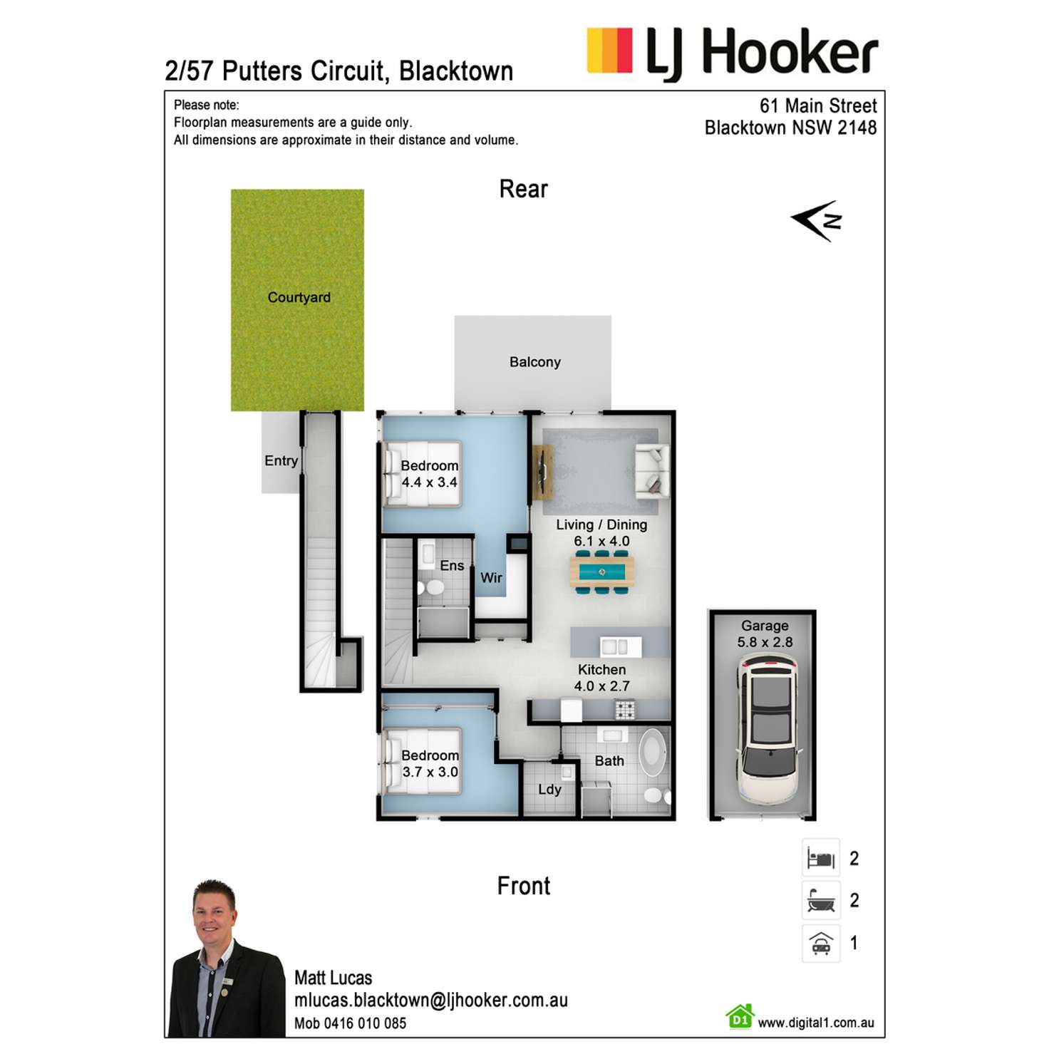 Floorplan of Homely apartment listing, 2/57 Putters Circuit, Blacktown NSW 2148