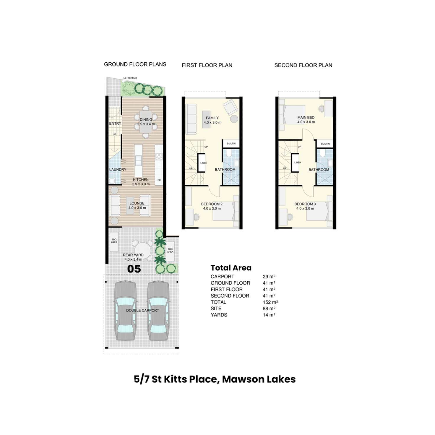 Floorplan of Homely townhouse listing, 5/7 St Kitts Place, Mawson Lakes SA 5095