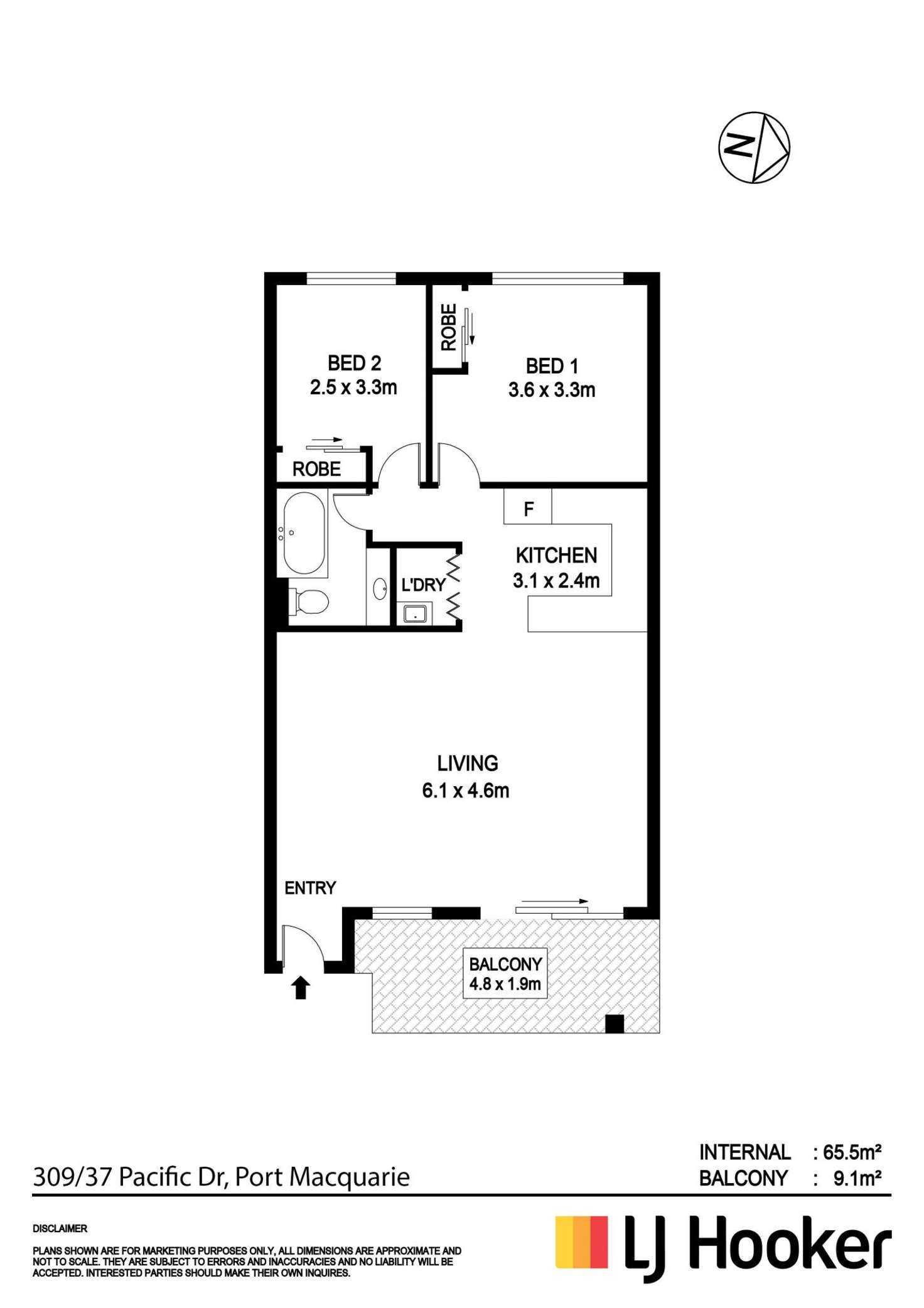 Floorplan of Homely unit listing, 309/37 Pacific Drive, Port Macquarie NSW 2444