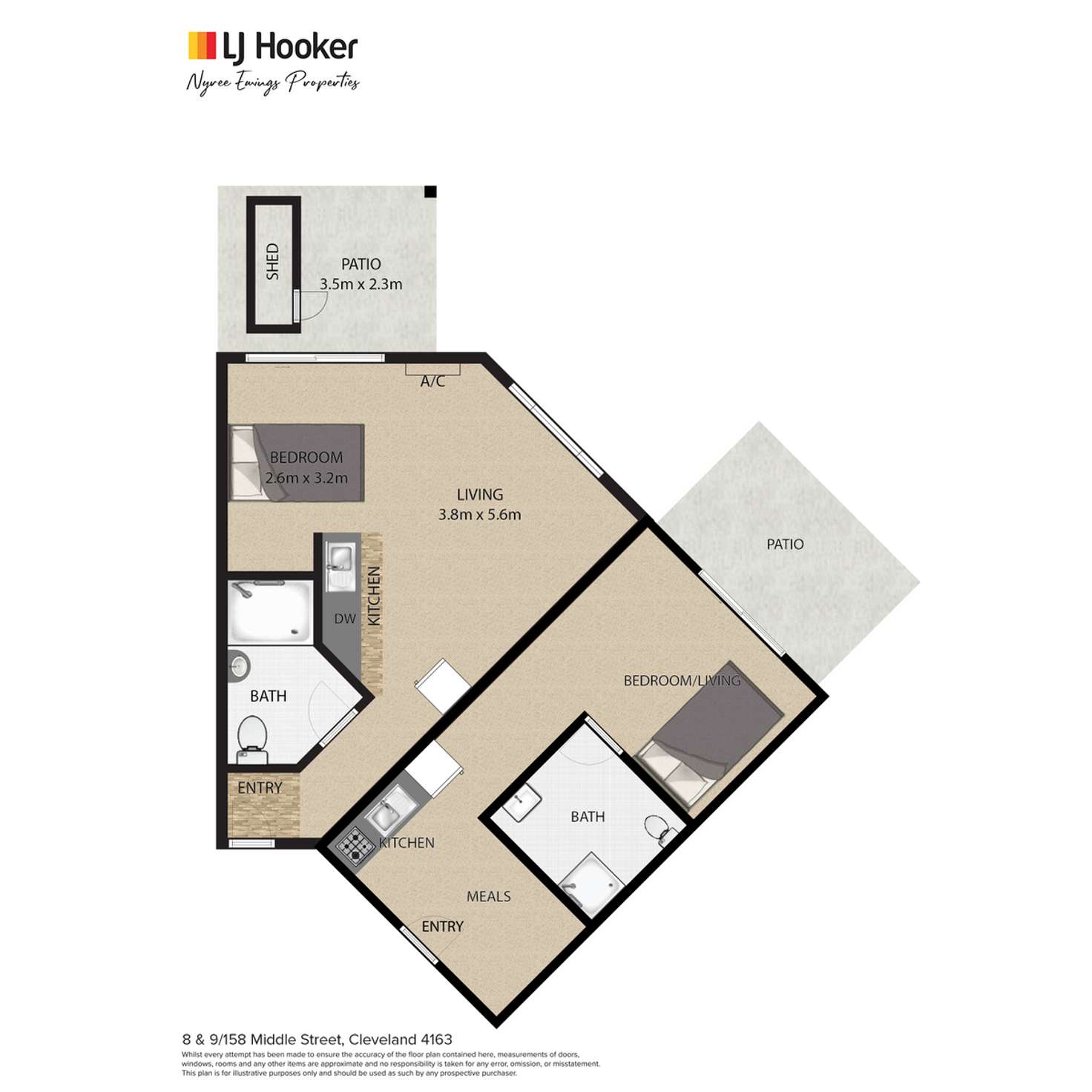 Floorplan of Homely unit listing, 8 & 9/158 Middle Street, Cleveland QLD 4163