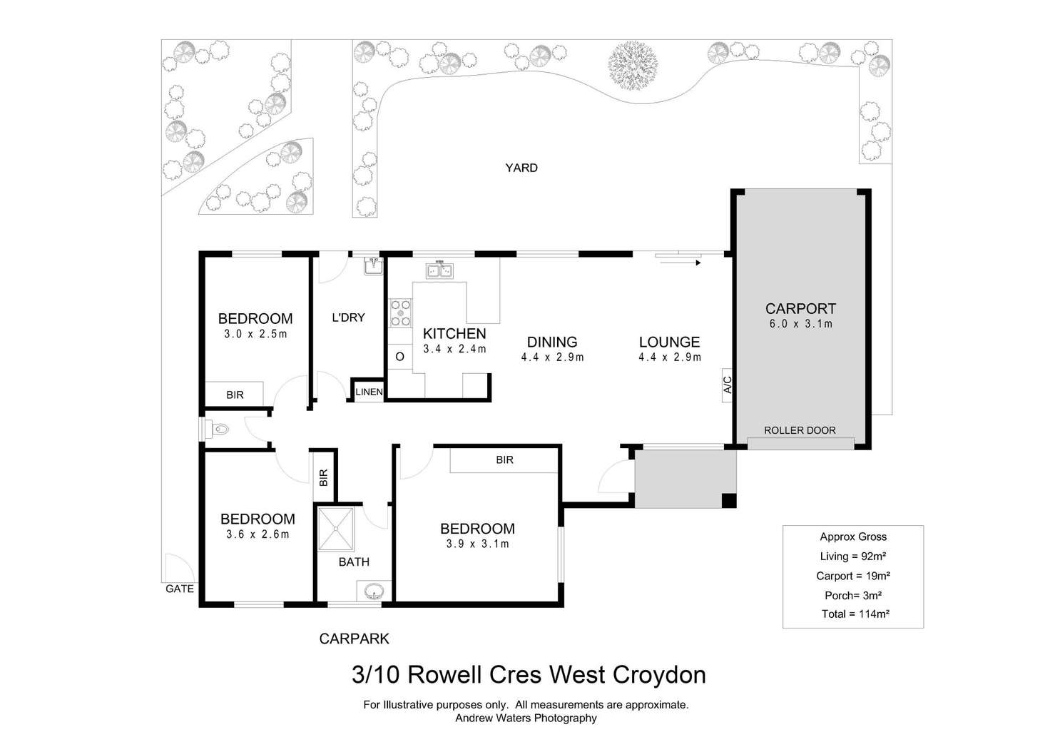 Floorplan of Homely unit listing, 3/10 Rowell Crescent, West Croydon SA 5008