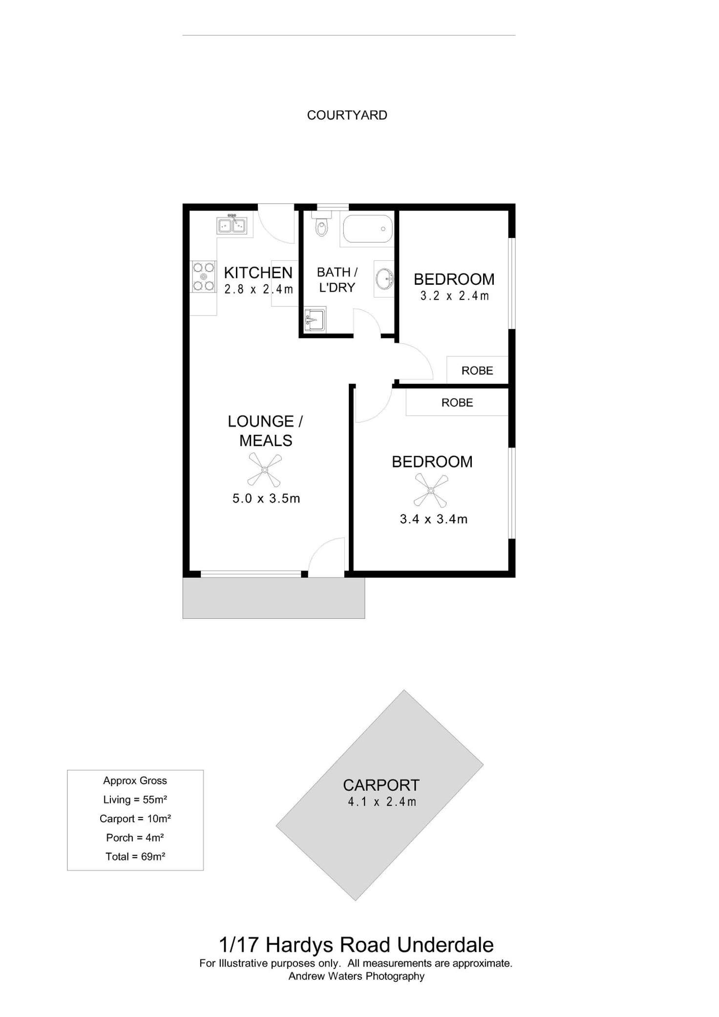 Floorplan of Homely unit listing, 1/17 Hardys Road, Underdale SA 5032